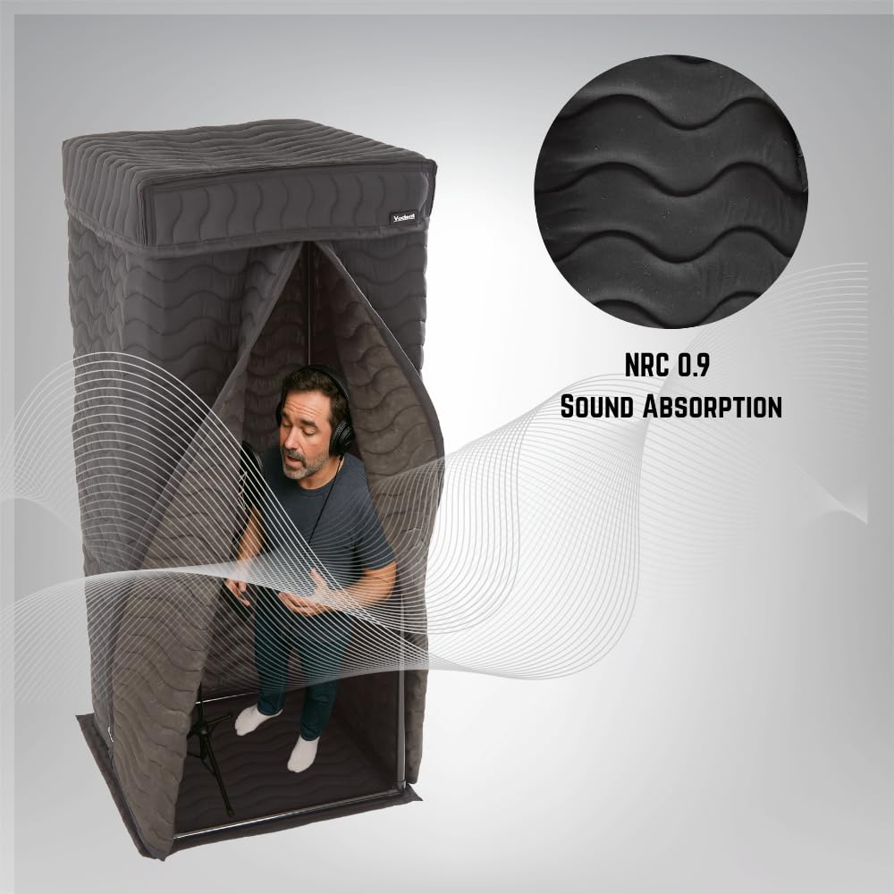 Portable Vocal Booth, Home Recording Studio, Echo-Free Sound Isolation Booth for Voice-Over, Podcast & Music - Compact Frame with Thick Acoustic Blankets, Easy Setup