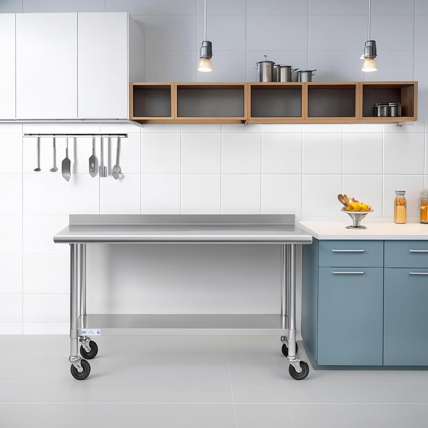 Hally Stainless Steel Table for Prep & Work 24 x 36 Inches with Caster Wheels, NSF Commercial Heavy Duty Table with Undershelf and Backsplash for Restaurant, Home and Hotel