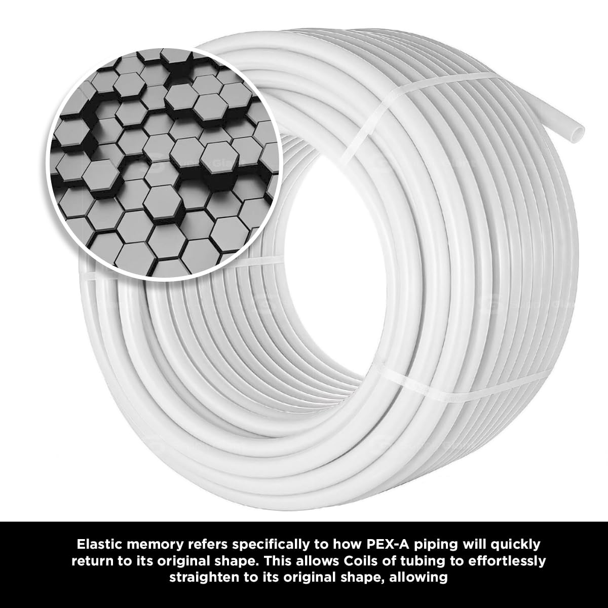 Pex-A 1/2 Inch x 500 Feet PEX Pipe, Oxygen Barrier Flexible Water Tubing for Hydronic Radiant Floor Heating, 1/2" PEX Tubing Coil, White