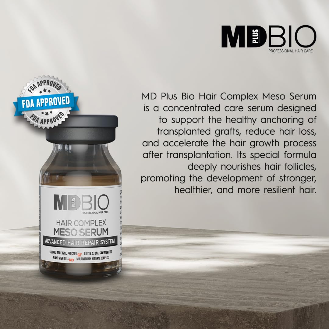 MD PLUS BIO Clinical Hair Regrowth Meso Complex Serum Kit - Strengthens Hair Roots and Promotes Hair Regrowth - Serum Set for Stronger, Thicker & Longer Hair - 10 Pcs 6 ml Vials