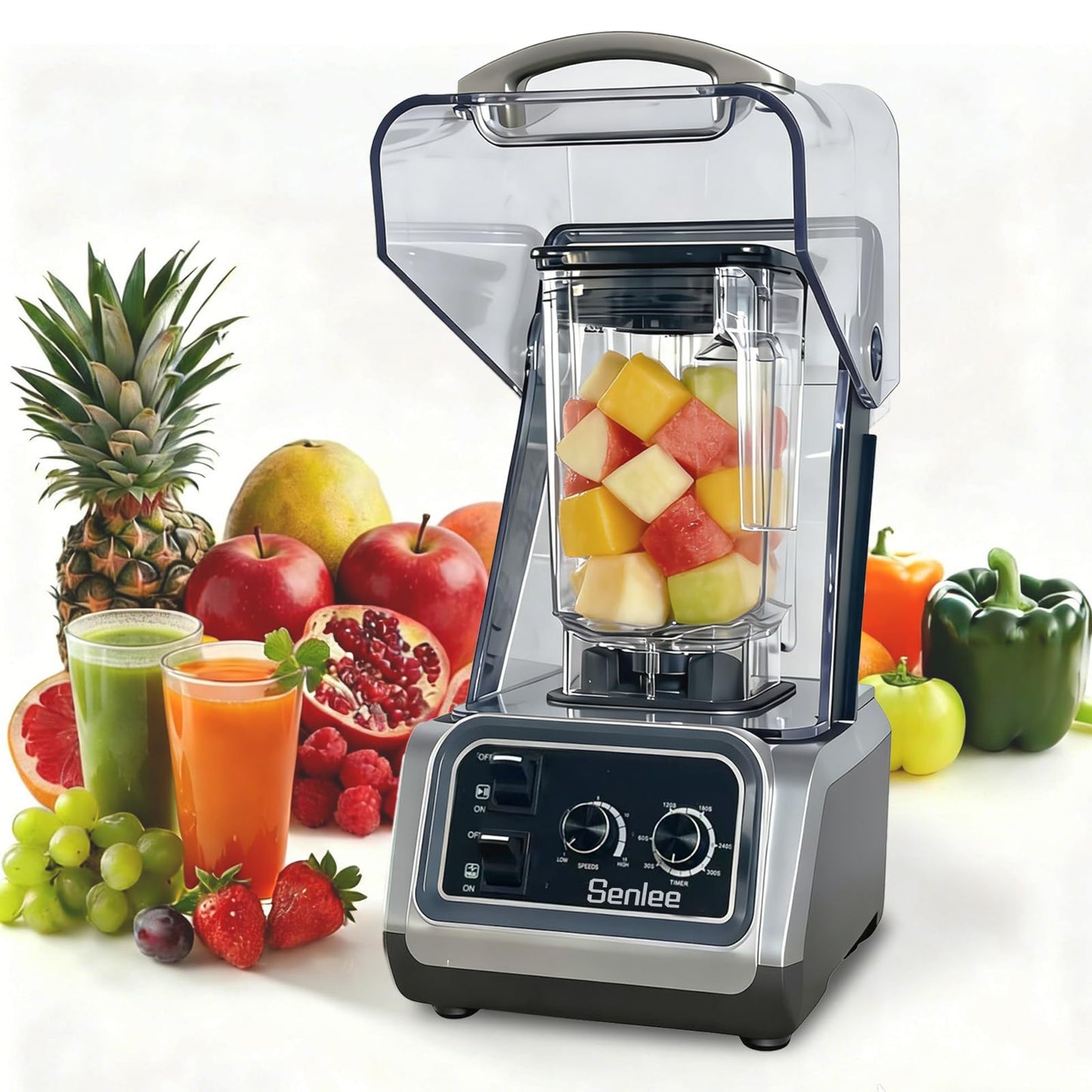 Commercial Blender for Smoothies 2200W With Quiet Shield,80oz BPA-Free Pitcher for Shakes,Self-Cleaning & Ice Crush Pro,6-leaf Stainless Steel Blade,Smoothie & Shake Maker for Restaurants, Kitchens