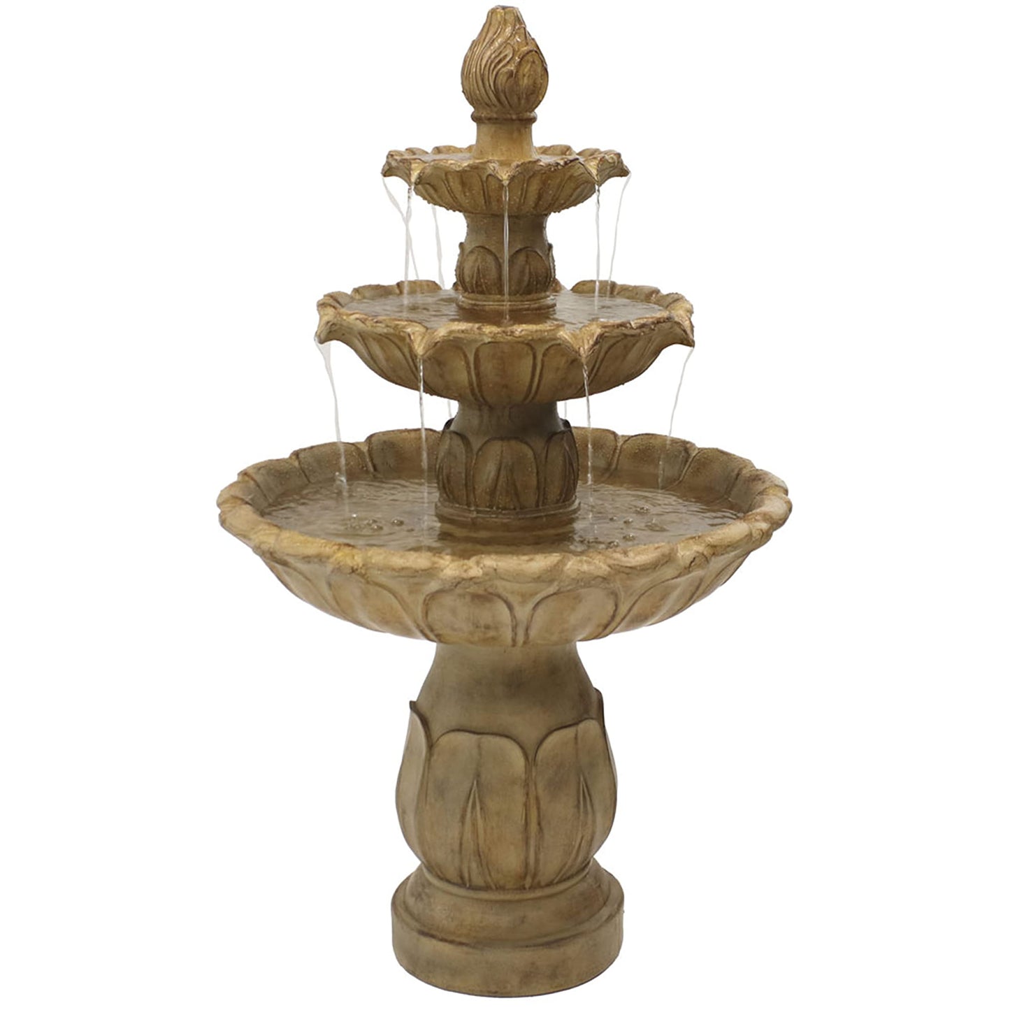 Sunnydaze Classic Tulip 46" Tiered Outdoor Water Fountain - 3-Tiered Outdoor Fountain for Garden, Patio, or Backyard - Garden Stone