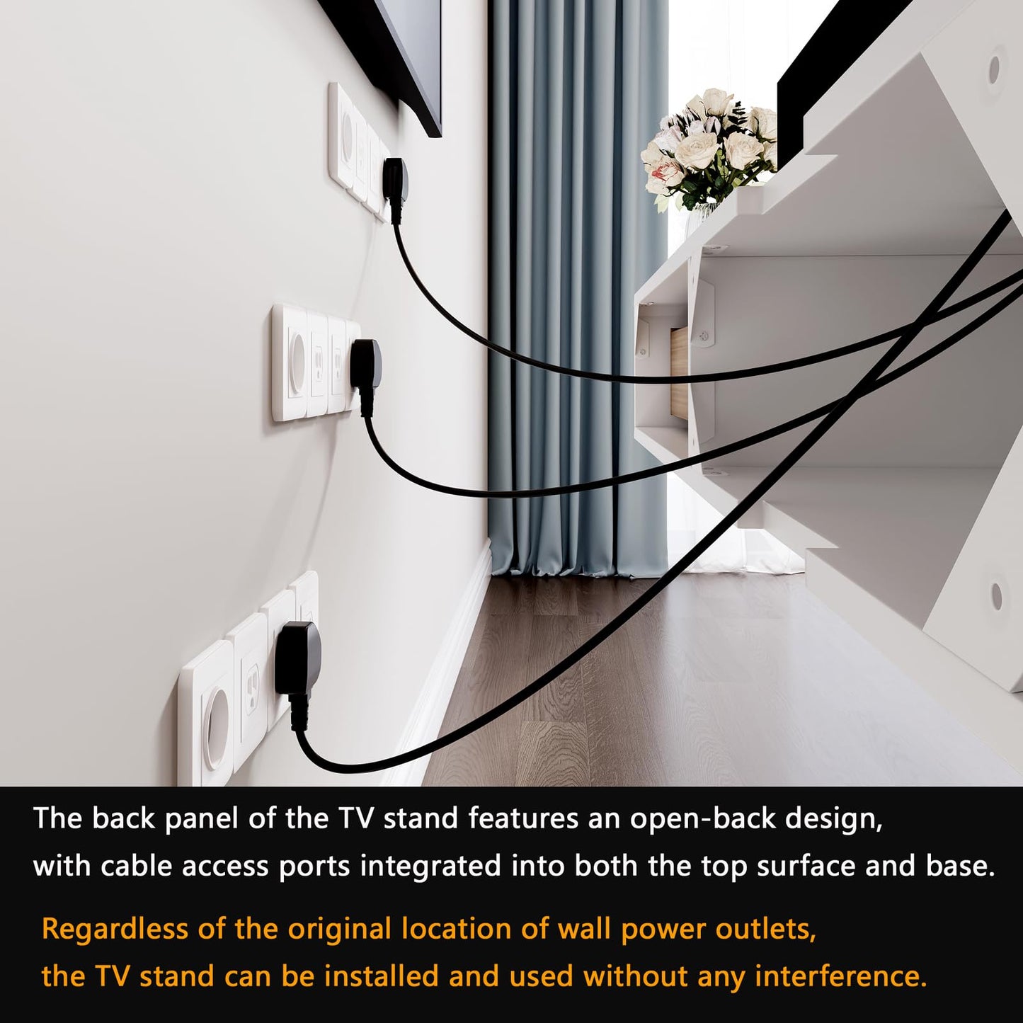 YeTrini 70-inch Wall-Mounted TV Stand, Accommodates 50- to 75-inch TVs, Features Hidden Cable Management, high Weight Capacity, and Space-Saving Black Floating TV Stand