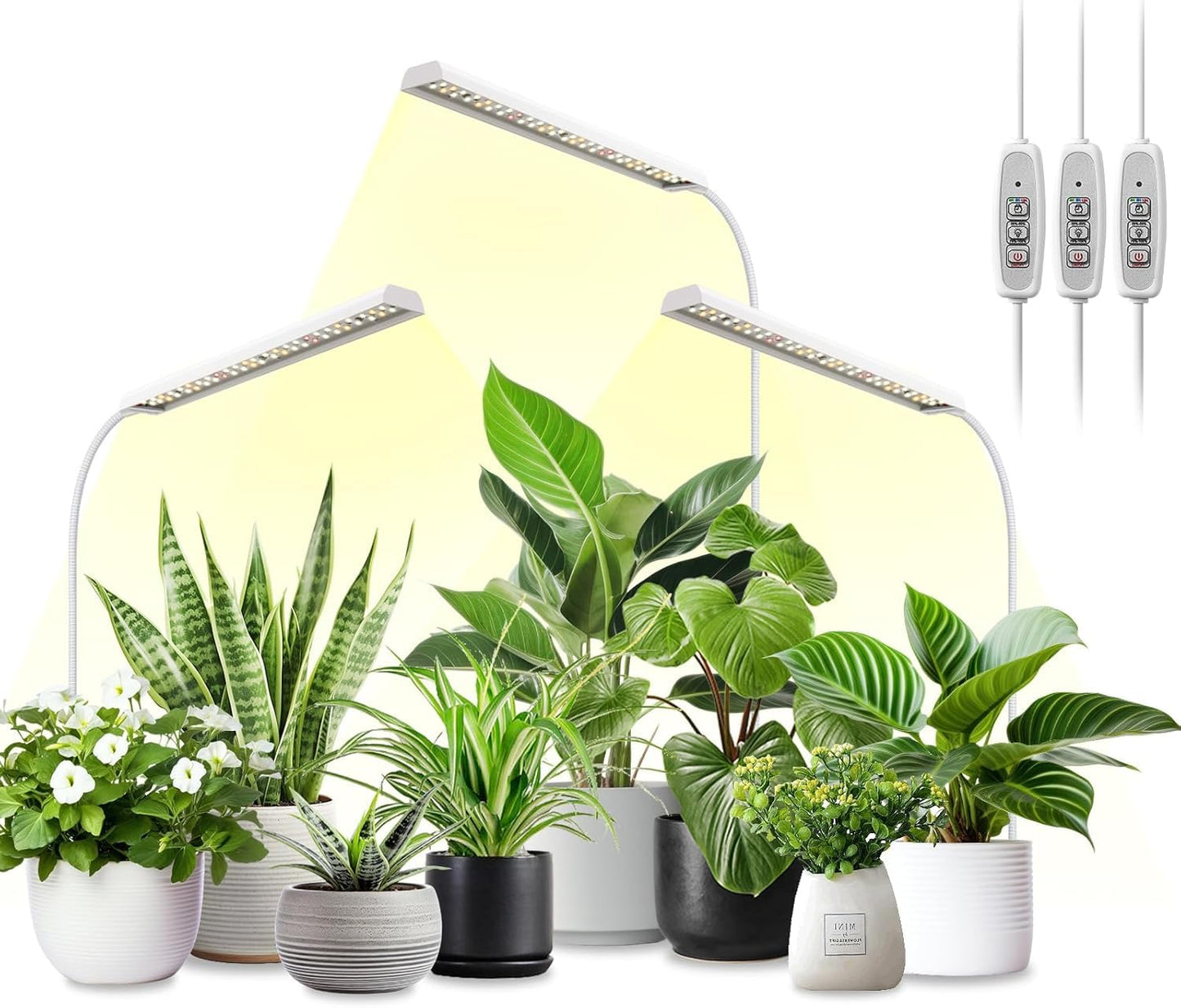 FOXGARDEN Grow Light for Indoor Plants Growing, Full Spectrum Gooseneck Plant Light for Indoor Plants,52 LED Bright Grow Lamp with Auto On/Off Timer 4/8/12H, 4 Dimmable Brightness,3 Pack