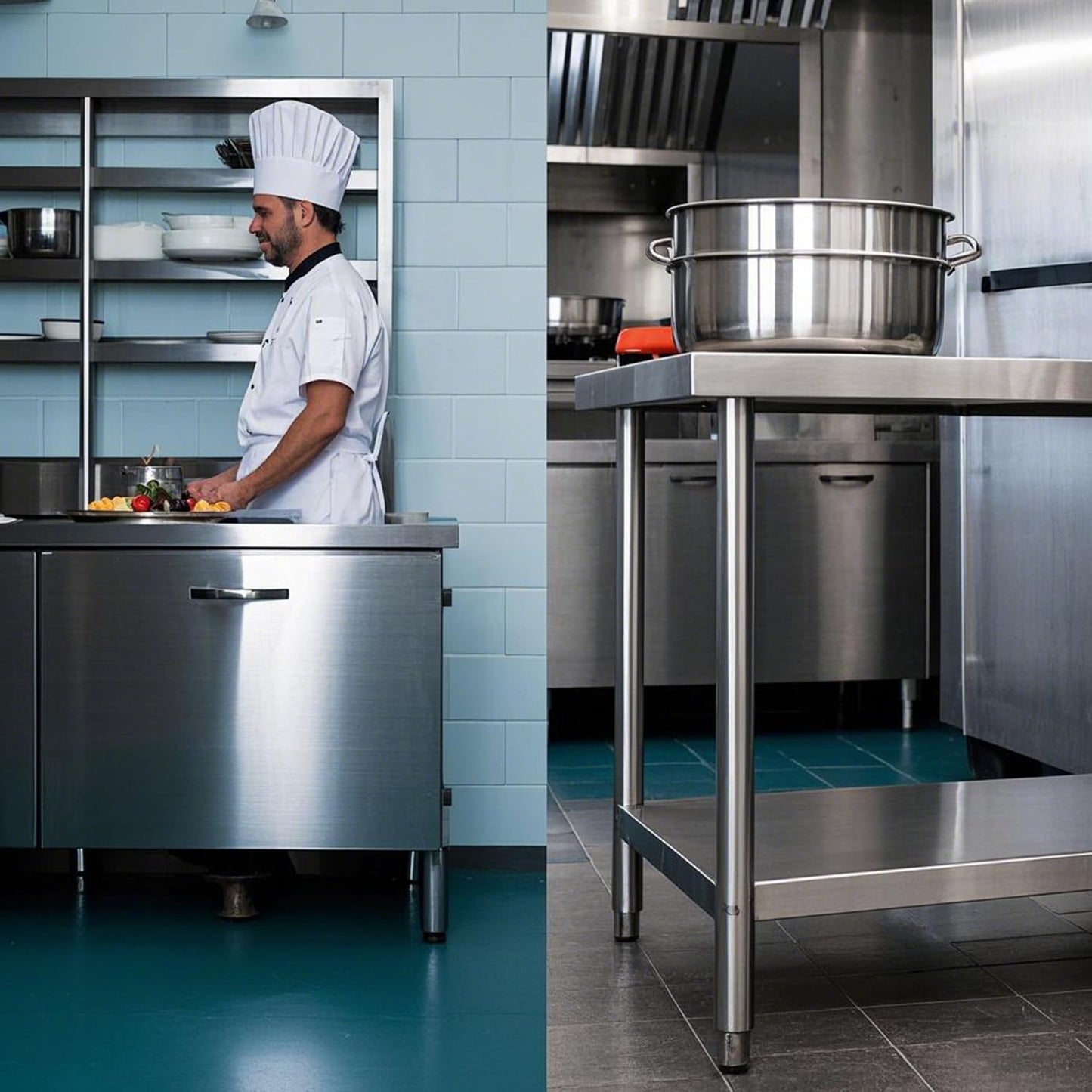 HXCFYP NSF Certified Stainless Steel Prep Table 24x18 with Undershelf for Restaurant, Home, & Hotel - Heavy Duty Commercial Grade Worktable for Food Preparation & Christmas Cooking