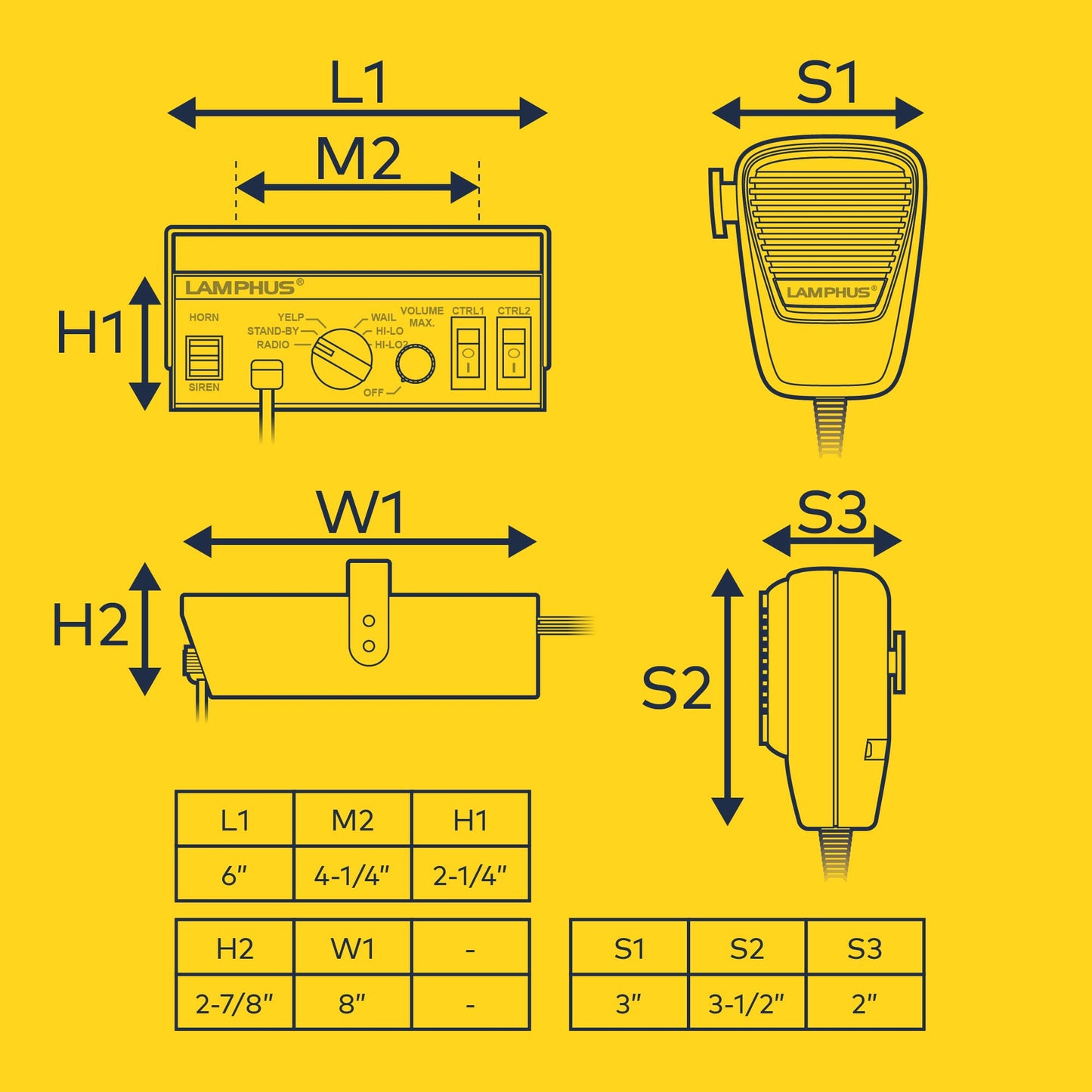 LAMPHUS SoundAlert 12V 100W Police Siren PA System Kit [Slim Speaker] [118-124dB] [Handheld Microphone] [Hands-Free] Warning Emergency Siren for Vehicles Tow Truck UTV ATV Van Car POV RV
