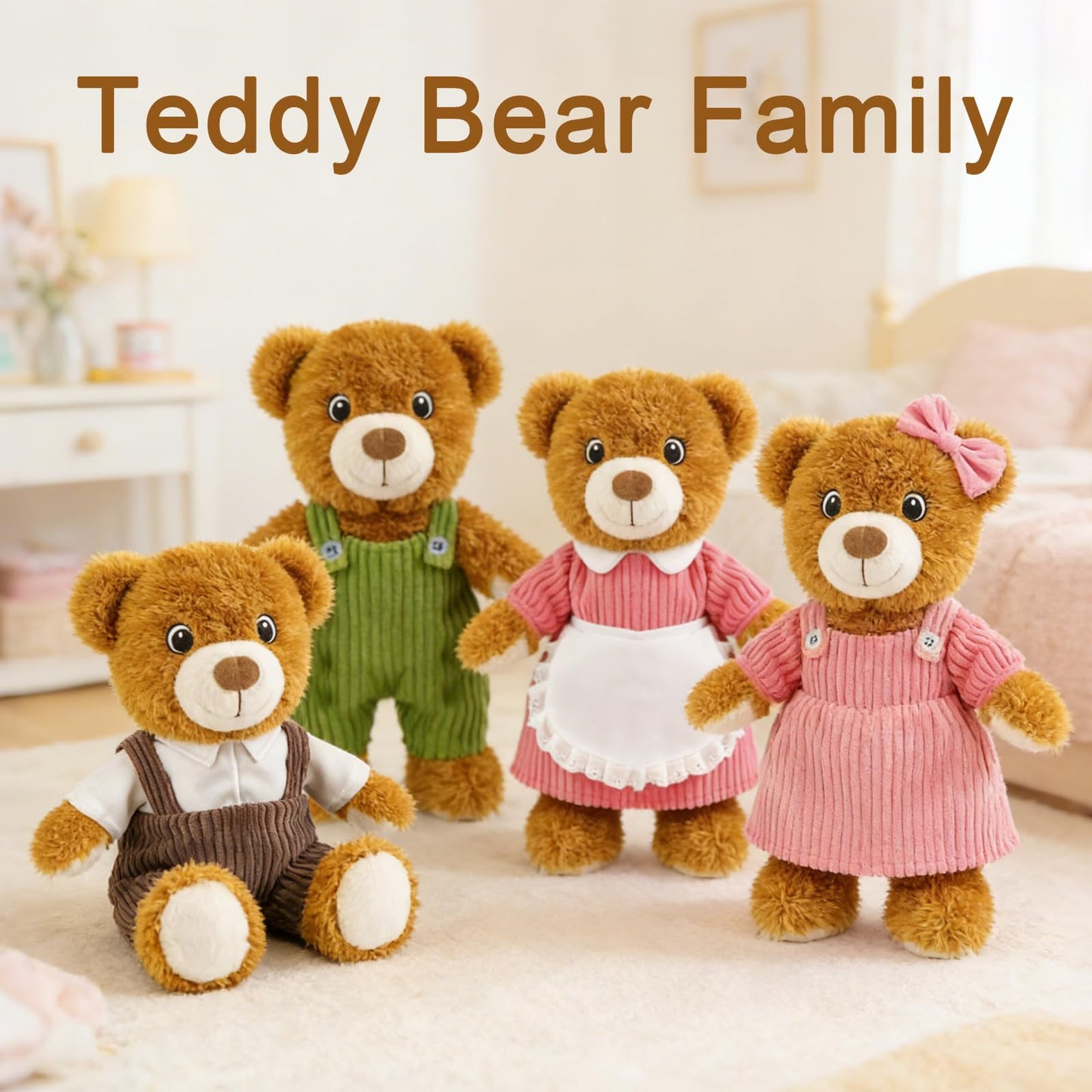 Cute Girl Stuffed Teddy Bear Plush Toy 11 Inch Soft Baby Teddy Stuffed Animal Little Bear Doll, Cuddly Bear Plush for Girls Boys, Kids, Babies, Adults & Baby Shower Birthday Easter Gift (Pink Dress)