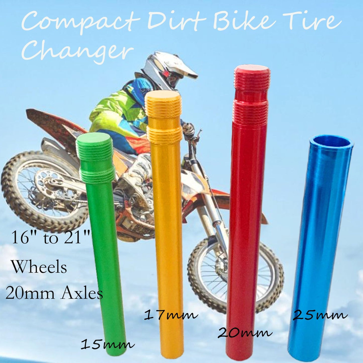 SUONE Dirt Bike Tire Changing Tools with Steel Spoons Kit for Enduro and Motocross Compact Dirt Bike Tire Changer for 16" to 21" Wheels Replacement (Complete Accessories)