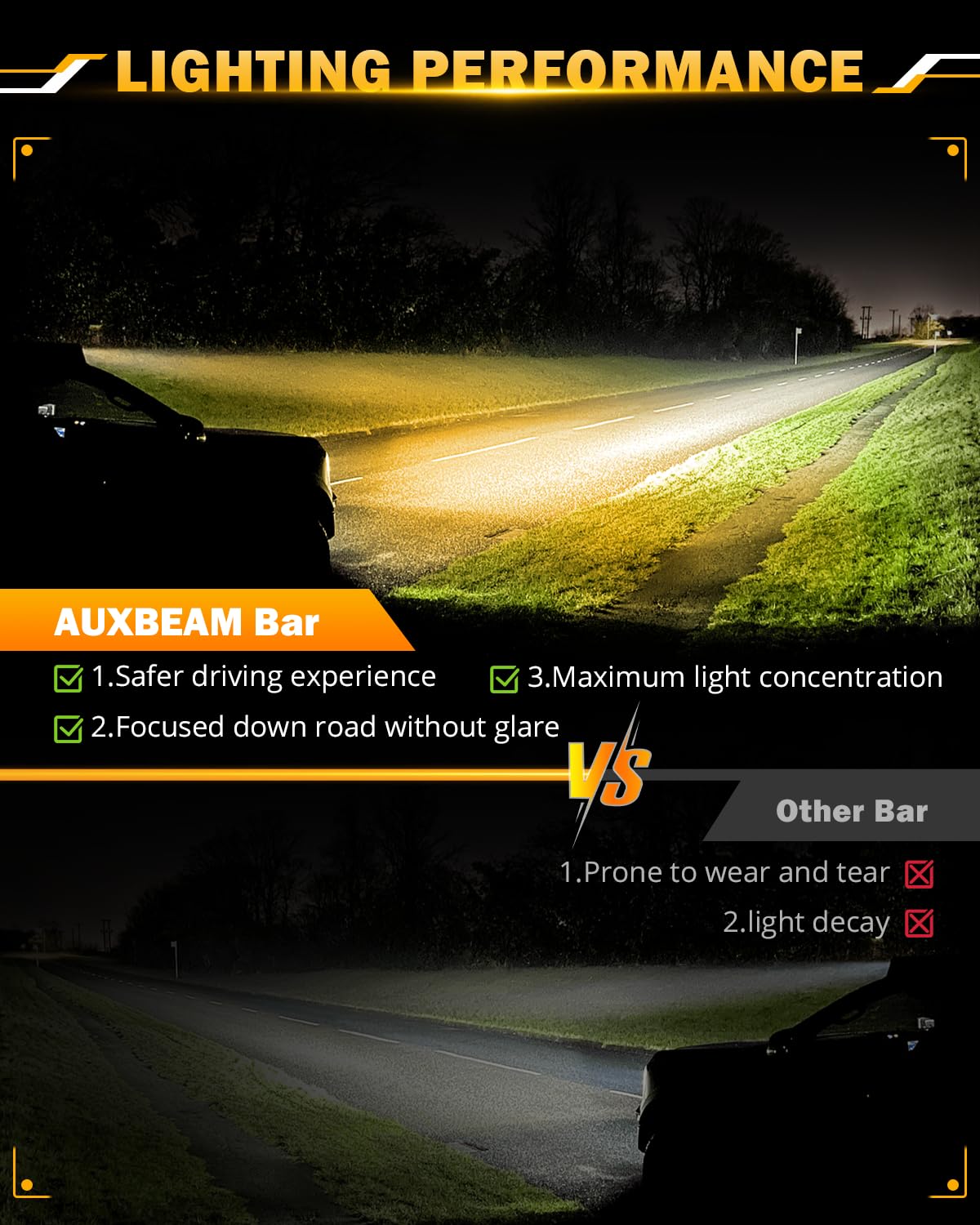 Auxbeam 42 Inch LED Light Bar, 240W Curved 6 Modes Amber White Strobe Fog Lights, Spot Flood ComboOffroad Driving Light for Truck Jeep