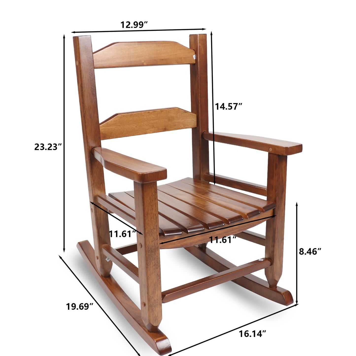 Hngilkoo Kids Rocking Chair Toddler Wooden Indoor for Child Comfy Recliner Rocker for Baby Ages 3-6 Outdoor Lounge Children Playroom Anti-Tip Design Safe & Sturdy Brown