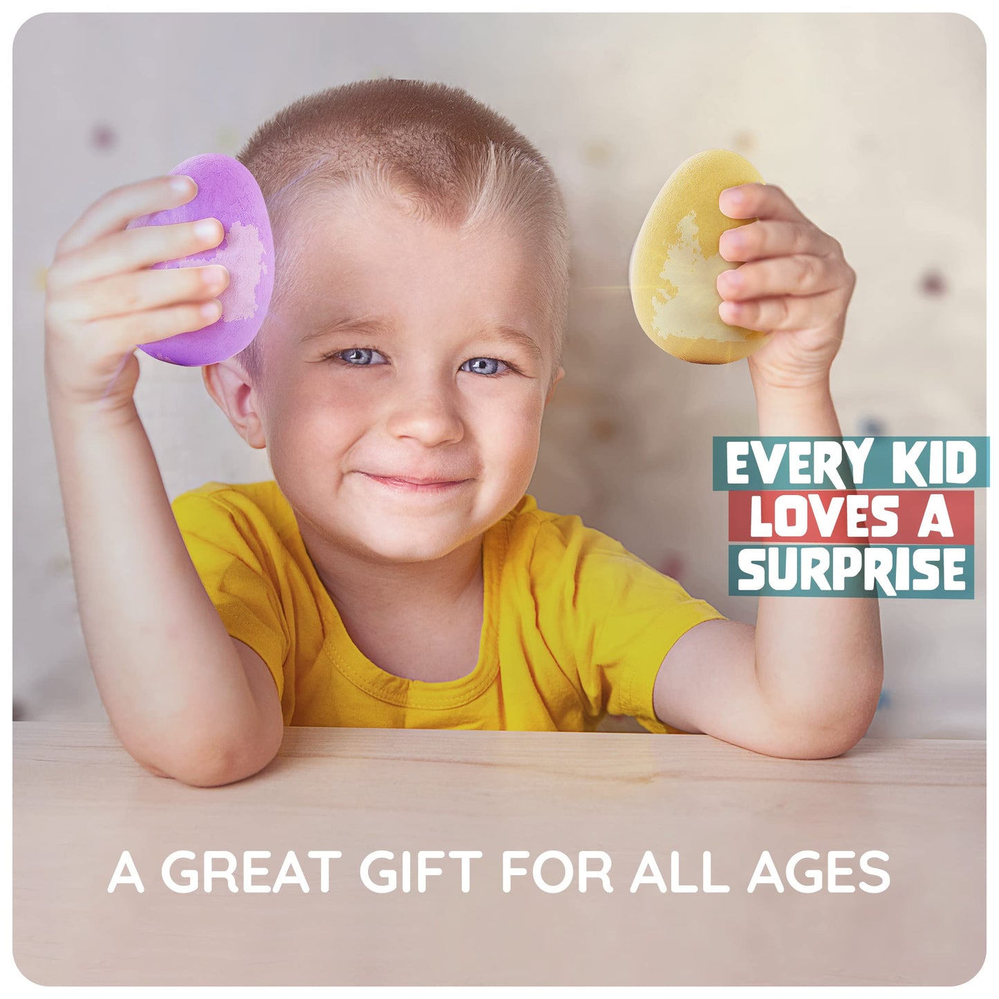 Dan&Darci Dino Egg Bath Bombs for Kids - Easter Basket Stuffers - Kid Baths Bomb with Surprise Inside - Dinosaur Toys Gift for Boys and Girls Ages 6 7 8 Years Old Gifts - Fun Educational Toy Fizzy