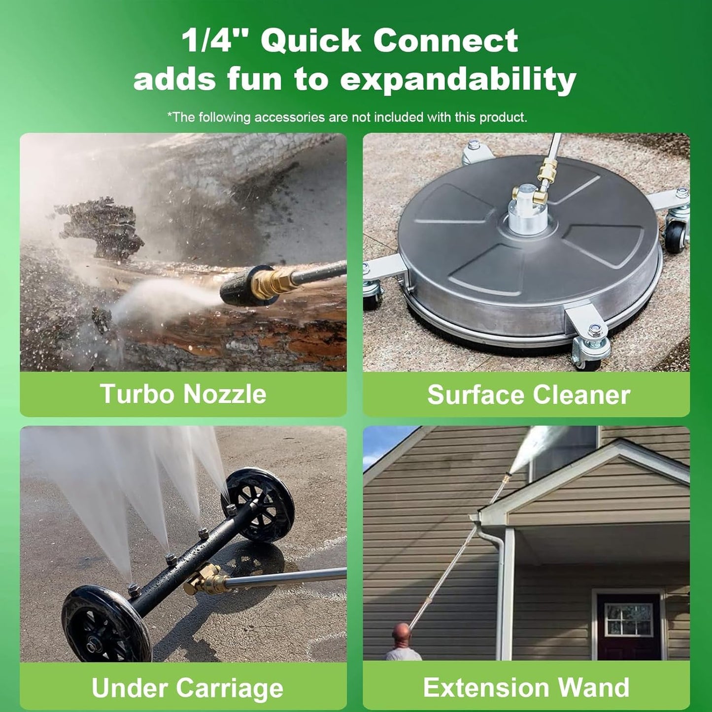 Electric Pressure Washer, 5000 PSI 3.9 GPM Heavy Duty Power Washer with Foam Cannon, 4 Nozzle Tips,33FT Hose and Soap Bottle for Home/Cars/Driveways/Patios/Decks/Fences,Green