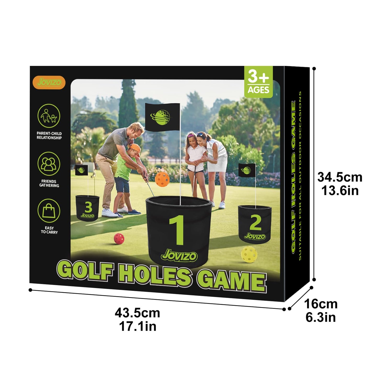 Jovizo Golf Chipping Game with 2 Retractable Clubs & 9 Holes, Portable Golf Set for Adults Kids, Outdoor Indoor Sports Practice Toy Gift for Family Play Yard, Backyard, Lawn, Beach