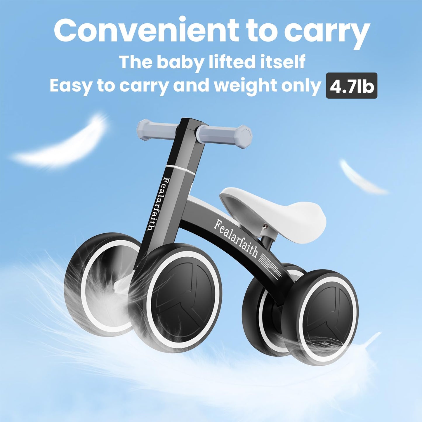 Baby Balance Bike for 1 Year Old Boys Girls, Toddler First Bike with 4 Colorful Lighting Wheels | 10-36 Month Toddler Balance Bike | First Birthday Gifts (Black)