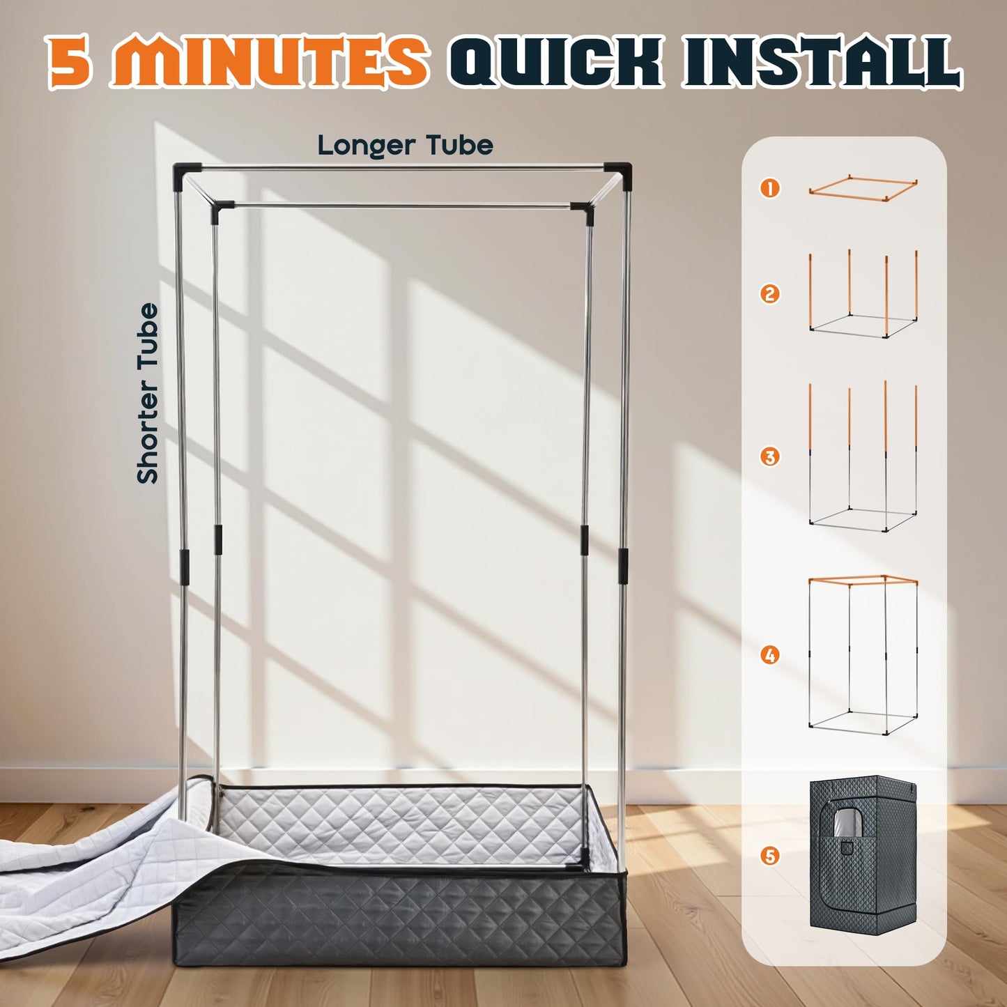 Albott Extra-Large Portable Steam Sauna Box for Home, 39.4"x39.4"x70.9" Full Body Sauna Tent with 3L 1500W Steamer, Remote Control & Folding Chair, Grey