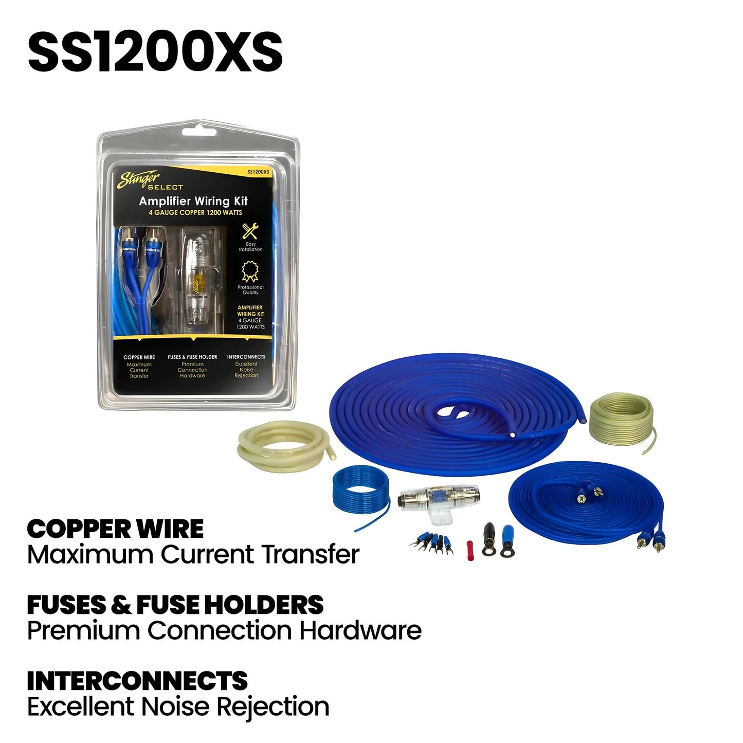 STINGER Audio Party Pack - Single 10" 700W RMS/1200W Max Loaded Ported Vented Subwoofer Enclosure Box Bass Package with Monoblock Amplifier & Amp Wiring Kit | Car Audio Bass Bundle