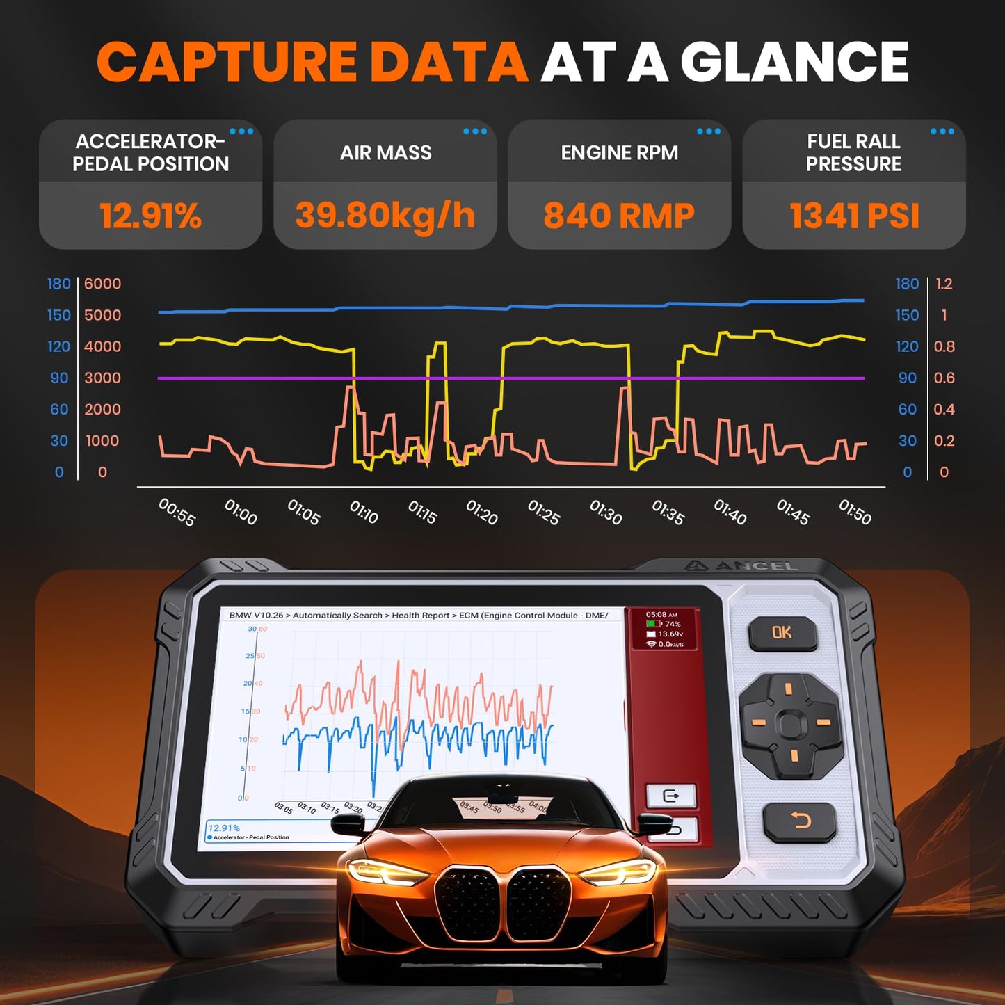 ANCEL FX6000 Bidirectional OBD2 Scanner - ABS, SRS, Transmission & Engine, Car Scanner Diagnostic Tool with Oil/EPB/BMS/SAS Reset, ABS Bleeding, Auto Scan, CAN FD & FCA, Free Update, Report Sharing ﻿
