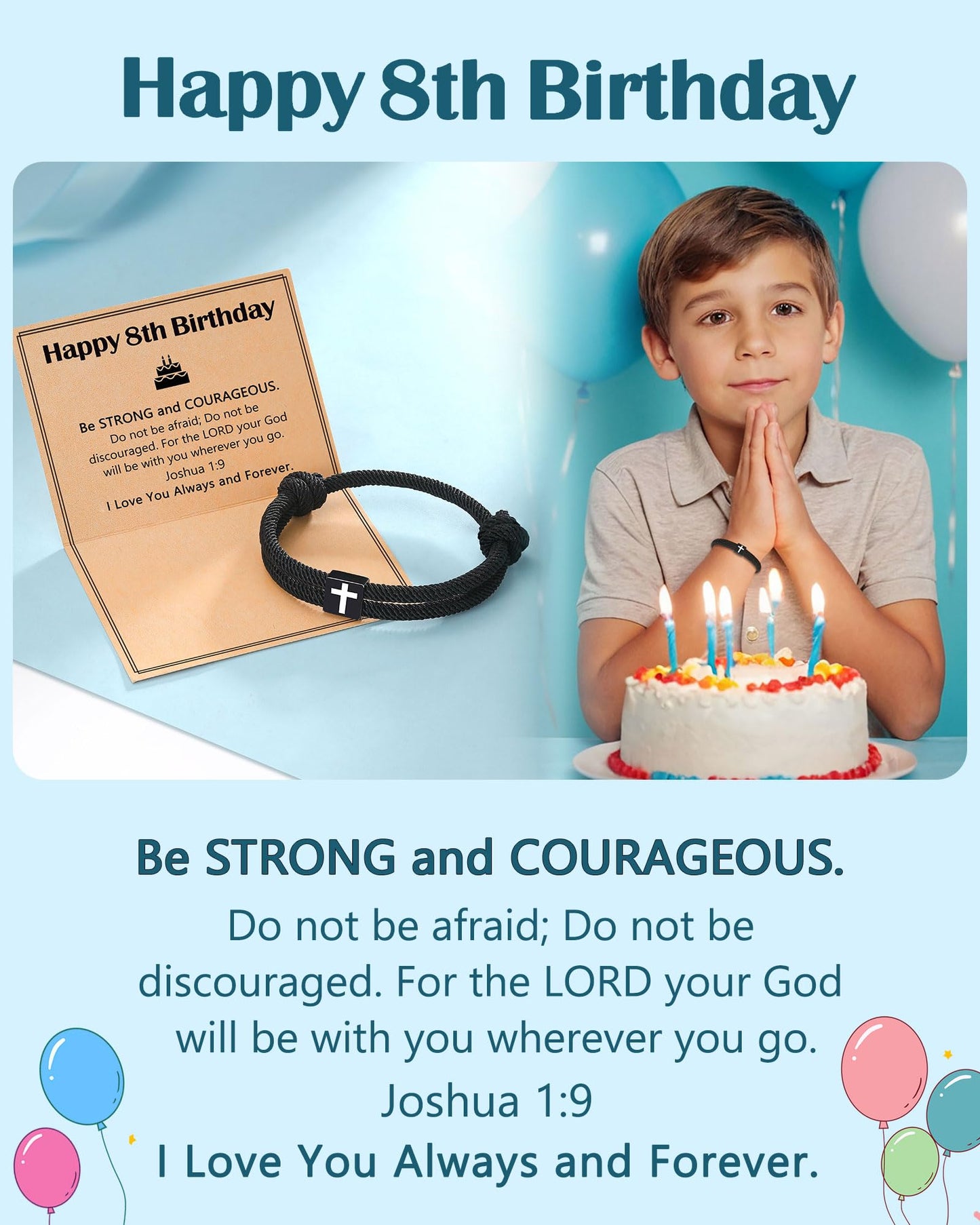 UNGENT THEM 8 Year Old Boy Birthday Gift Ideas, Gifts for 8 Year Old Boys 8th Birthday Decorations Bracelet