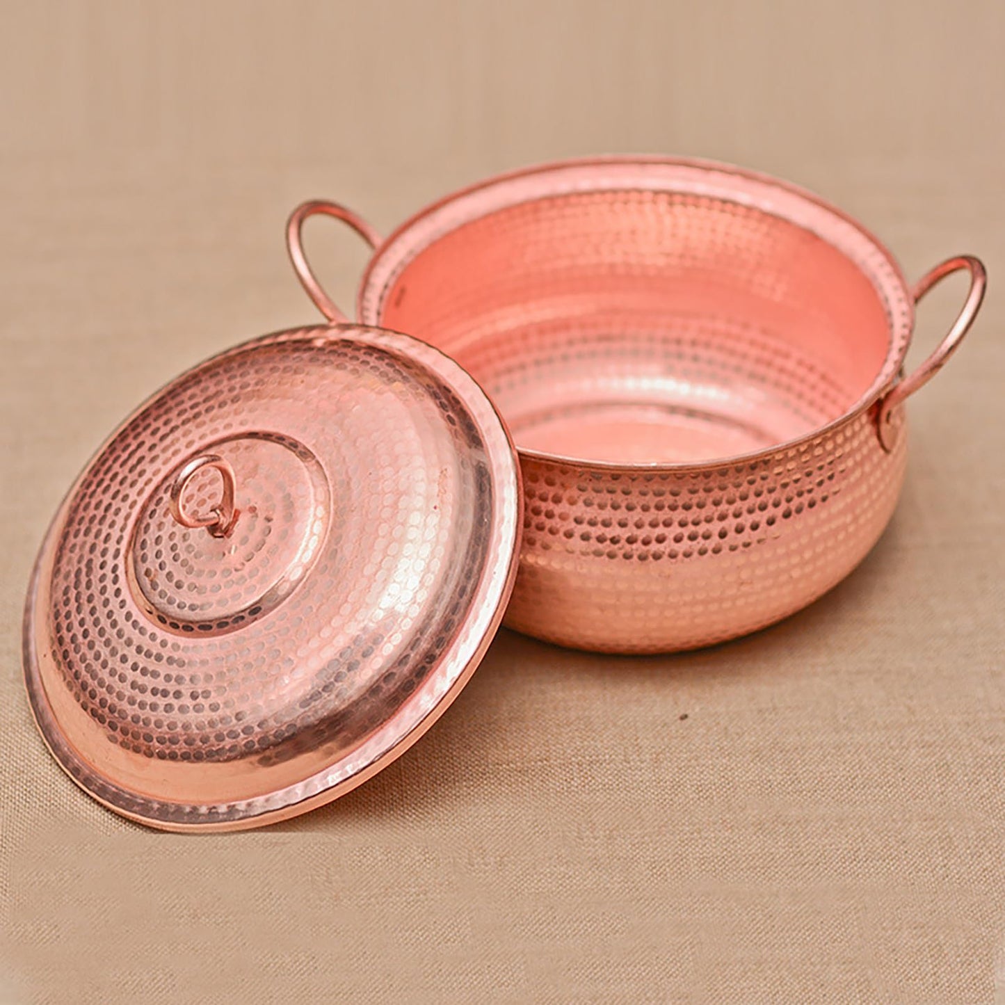 CVQWRJH Handcrafted Pure Copper Cooking Pot, Copper Kitchen Cookware with Lid Purple Copper Soup Pot and Pan for Induction Cooker Camping Restaurant,22CM