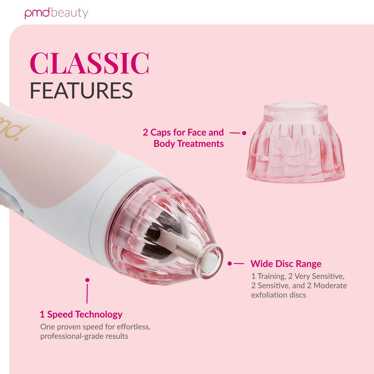PMD Personal Microderm Classic for At-Home Use, Facial Exfoliator Tool, Microdermabrasion Machine Kit for Face and Body Skincare, Blush