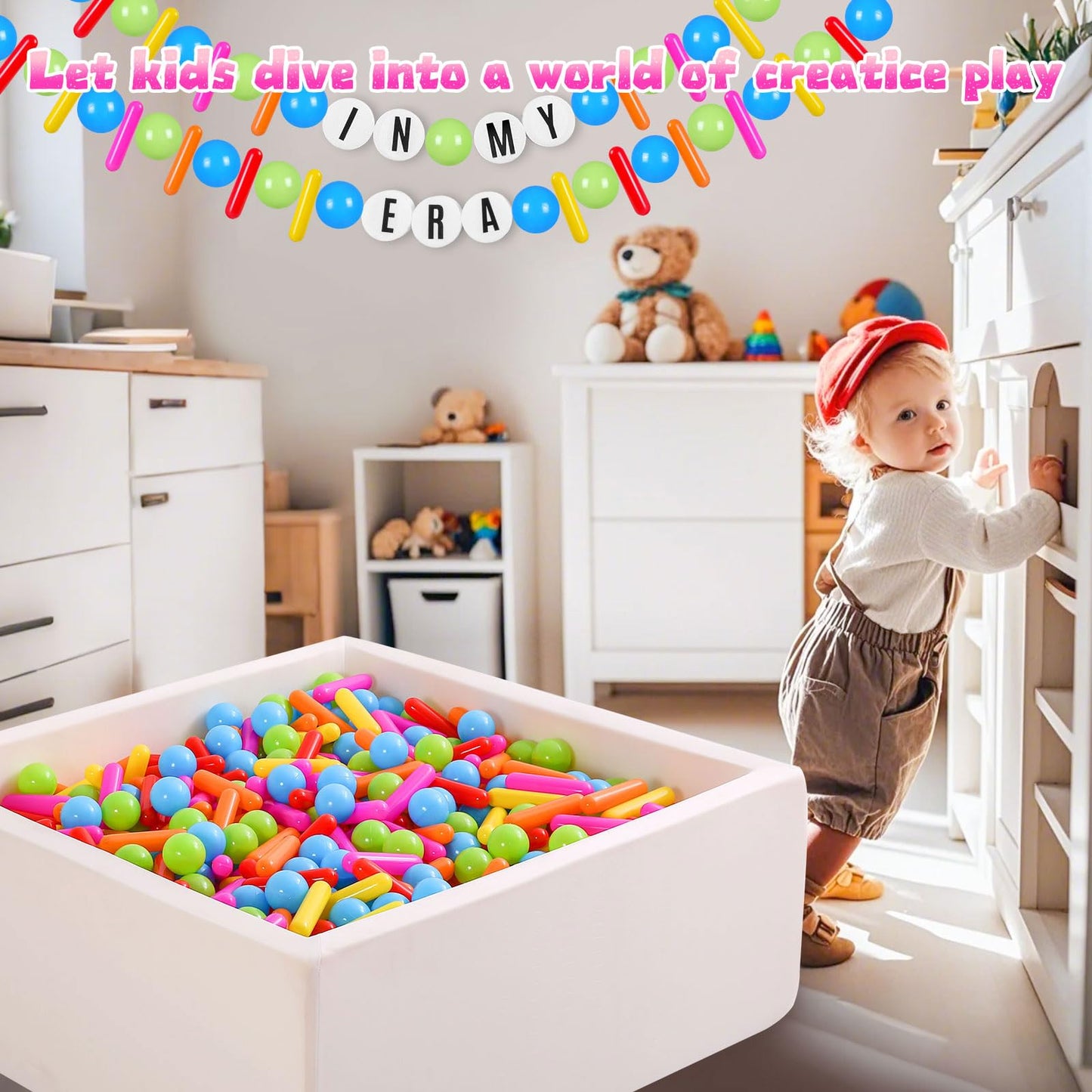 Heopeis Ball Pit Balls and Strips for Ball Pits, 50pcs Cute Plastic Star Toy Balls for Kids, Baby Toddler 1-3 Birthday, Bounce House, Play Tent, Baby Pool Water Toys, Party (Rainbow)