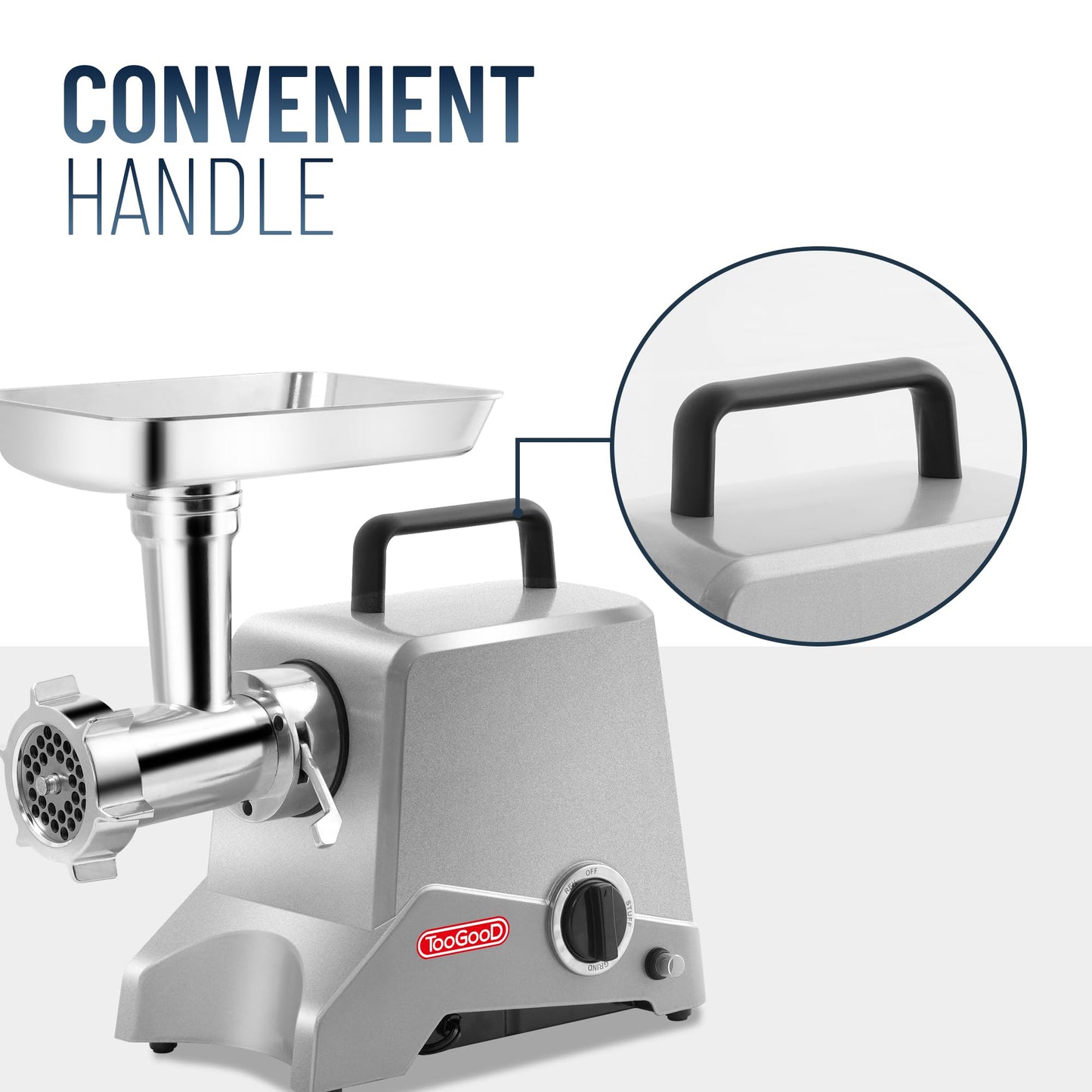 TOOGOOD #12 Electric Meat Grinder, Heavy Duty Meat Grinder and Sausage Stuffer Maker, Ideal Meat Grinder Machine for Home and Commercial Use,575 Watt Aluminum Housing, Silver