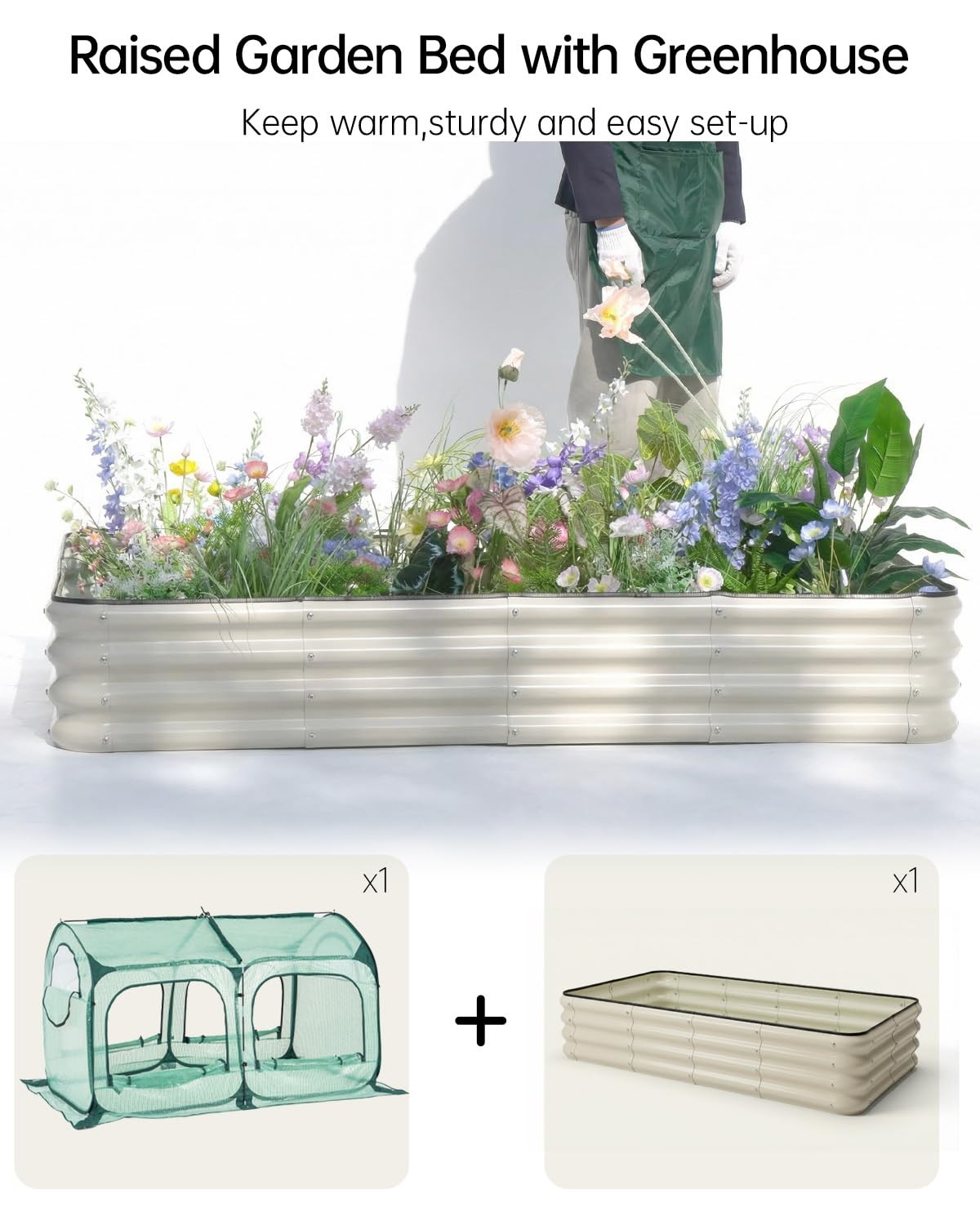 Pop up Tunnel Greenhouse Cover 78.7" L x 39.4" W Plant Tent with 6x3FT Riased Garden Bed Set ,Gardening Flower Sunshine Room with Mesh Windows,Backyard PE Cover for Cold Frost Protector