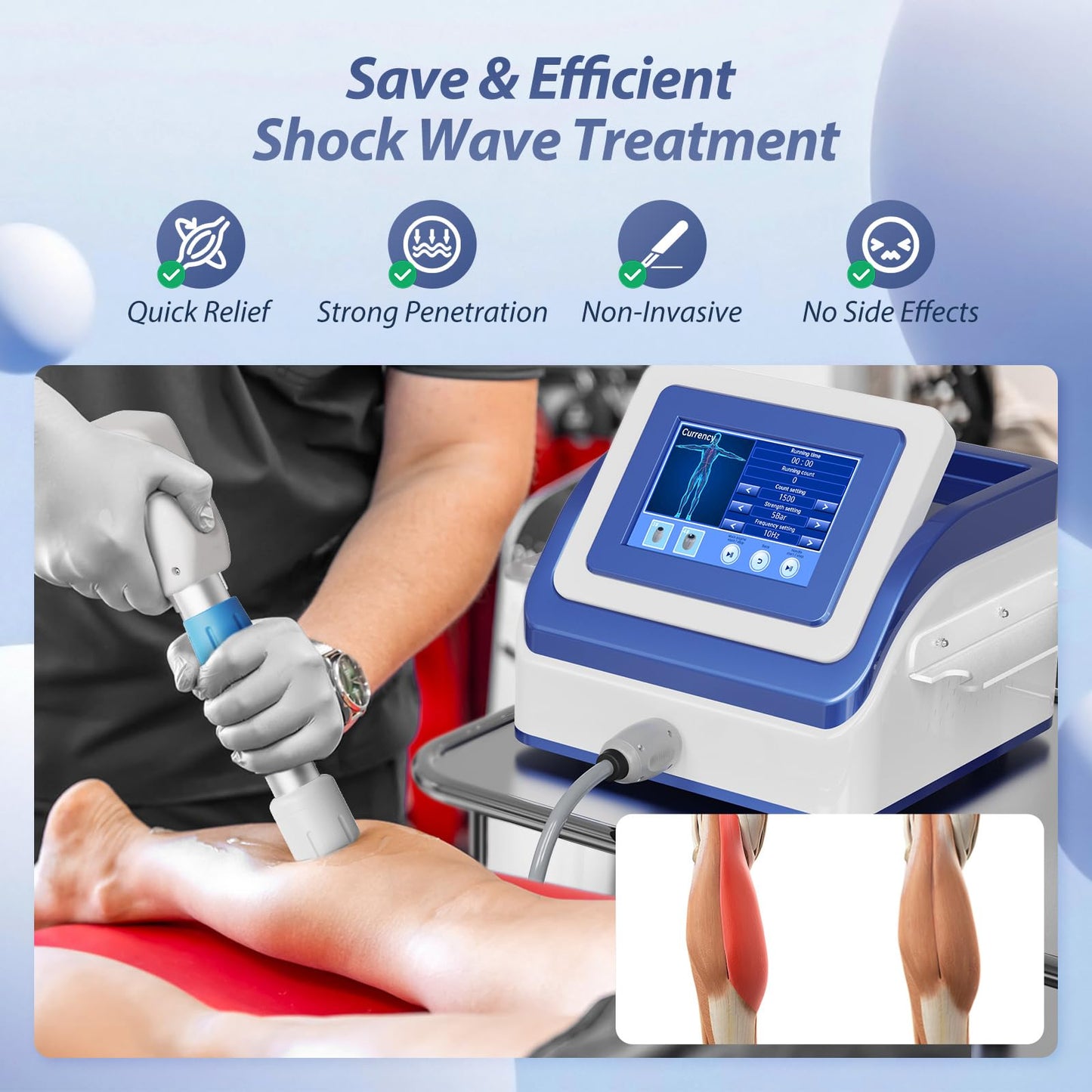 Shockwave Therapy Machine, Extracorporeal Shock Wave Therapy Device for Pain Relief, Muscle and Bone Tissue Regeneration, ESWT Shockwave Therapy, Non-Invasive