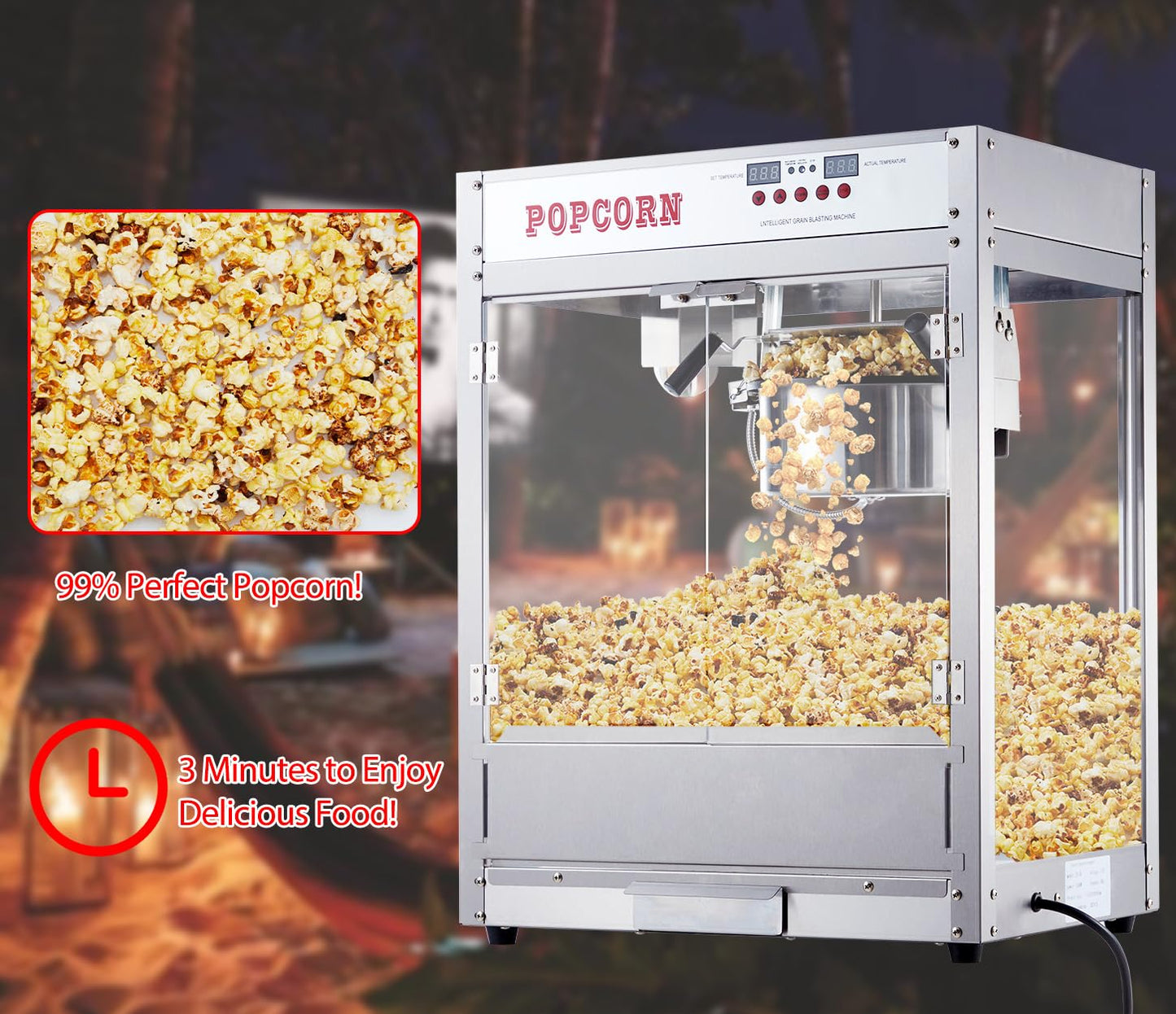RIEDHOFF 8OZ Popcorn Machine for Movie Night, Temperature Control with Digital Display, Popcorn Popper Machine with 10 PACK Popcorn Buckets, Old Fashion Popcorn Machine Movie Theater Style