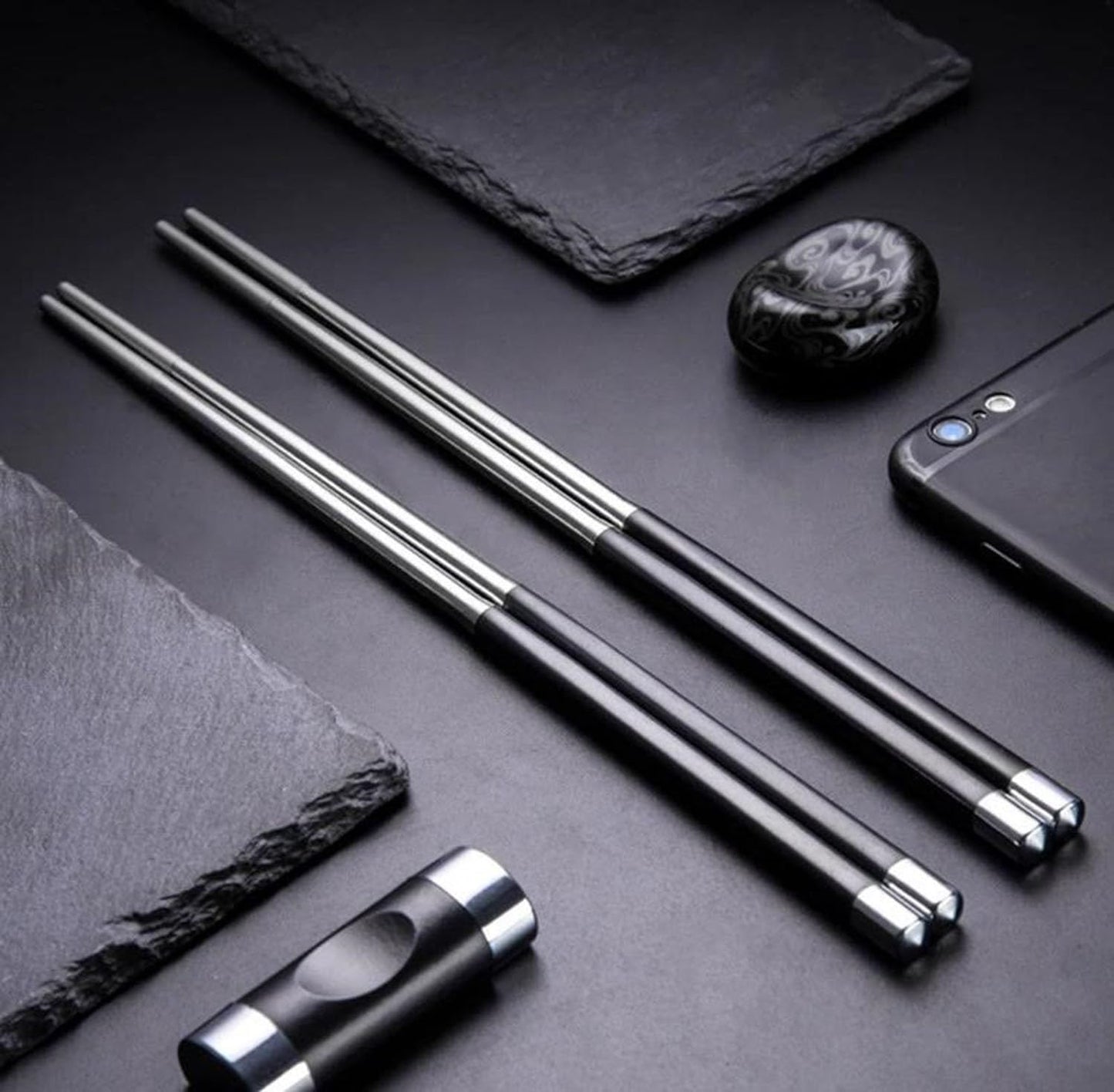 HGRVUTCFI reusable chop sticks chopsticks reusable Stainless Steel Chopsticks 304 Metal Chopsticks Household Non-Slip Chopsticks Silver Iron High-End Chopsticks Can Be Washed in the Dishwasher Suitabl