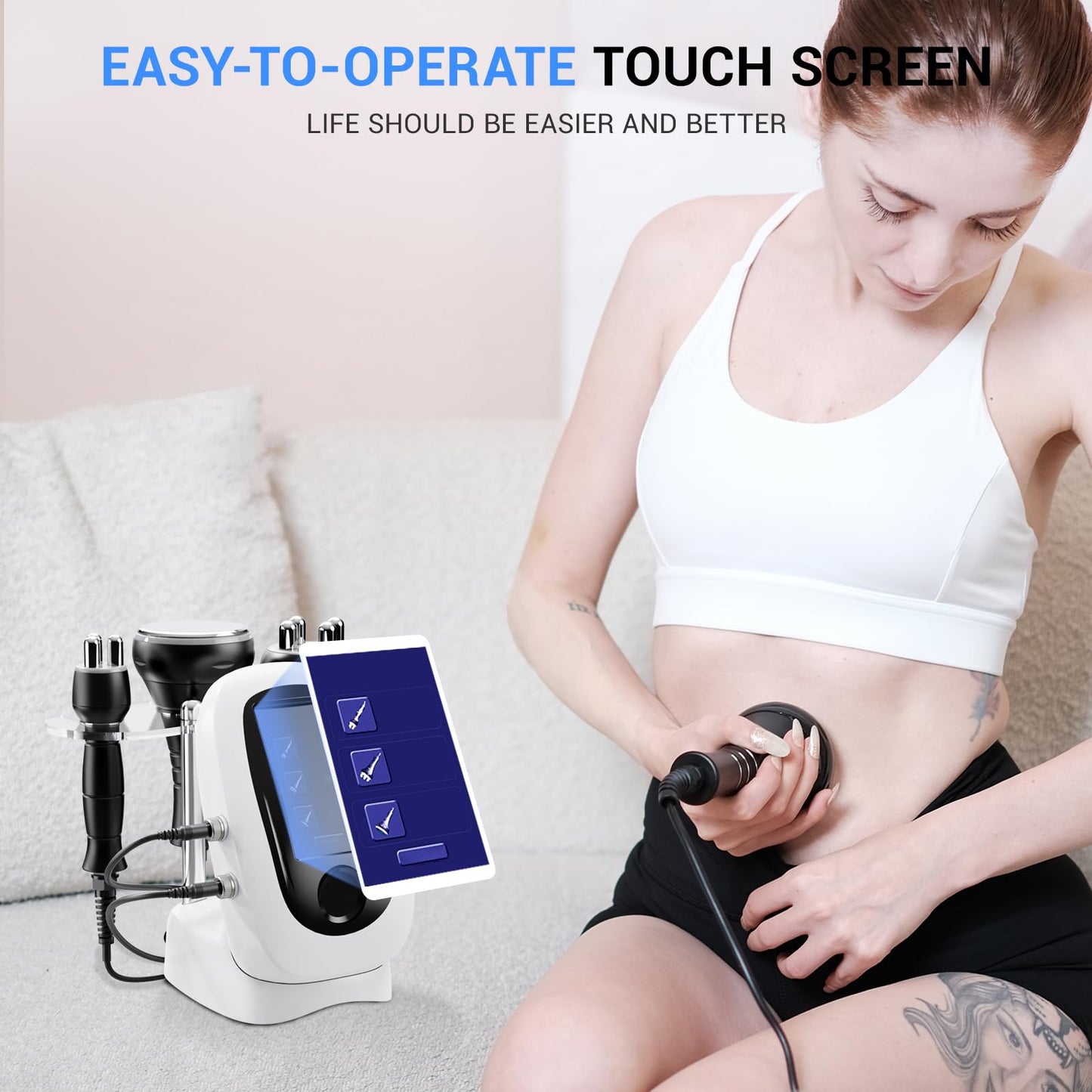 MEIQIER sens for Improvement in The Appearance of Cellulite Device Cellulite Massager Radio Frequency, White