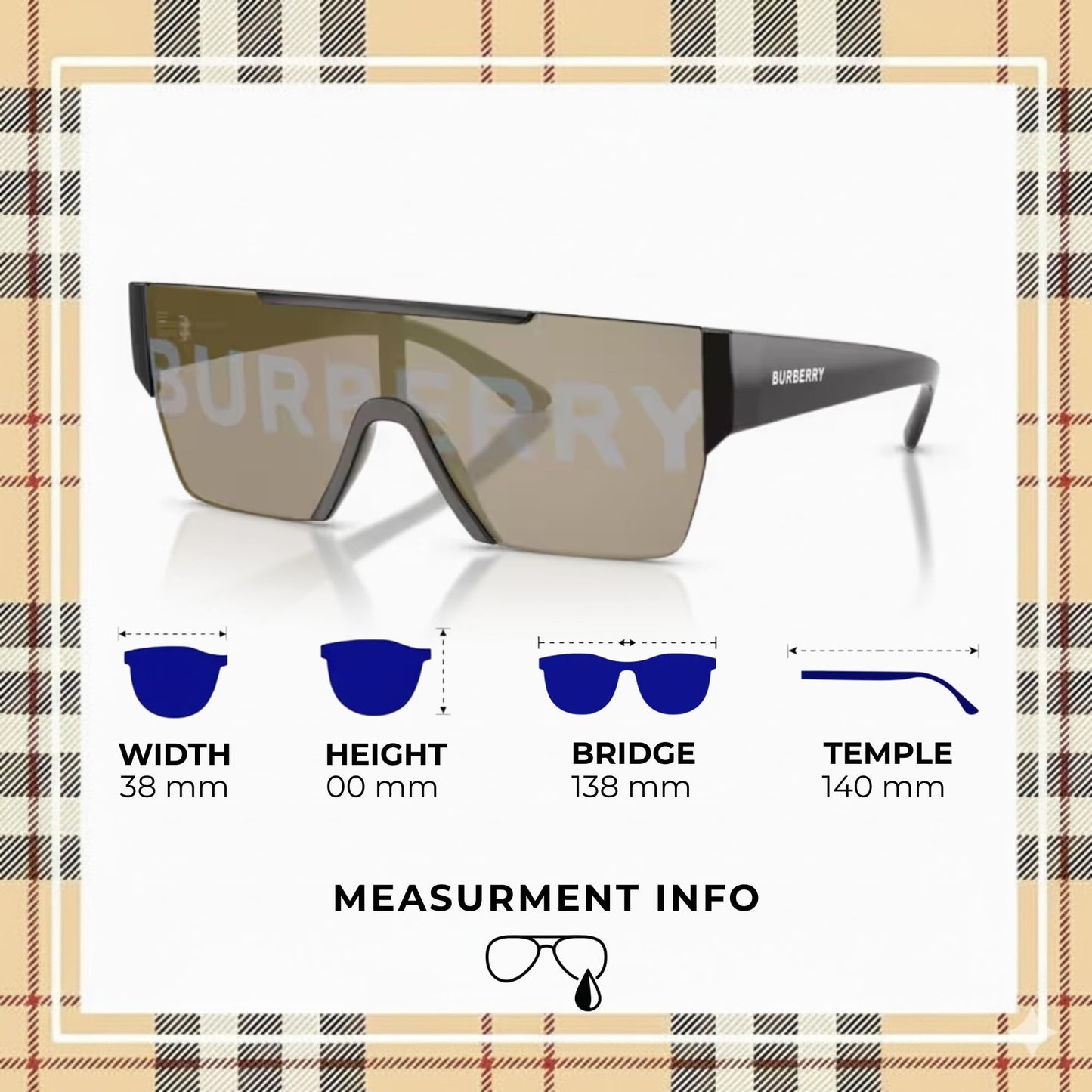 BURBERRY BE4291 Rectangle Shape Nylon Sunglasses with Luxury Eyewear Kit