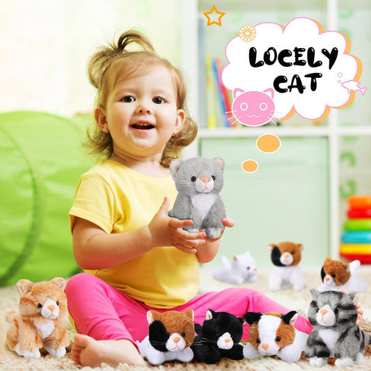 Leitee 16 Pcs Cat Stuffed Animals Bulk Party Favor 5 Inch Kitten Plush Toy Assorted Cute Cat Plush Stuffed Gift Small Fluffy Animal Toy for Birthday Adopt Pet Classroom Party Favor(Lovely Style)