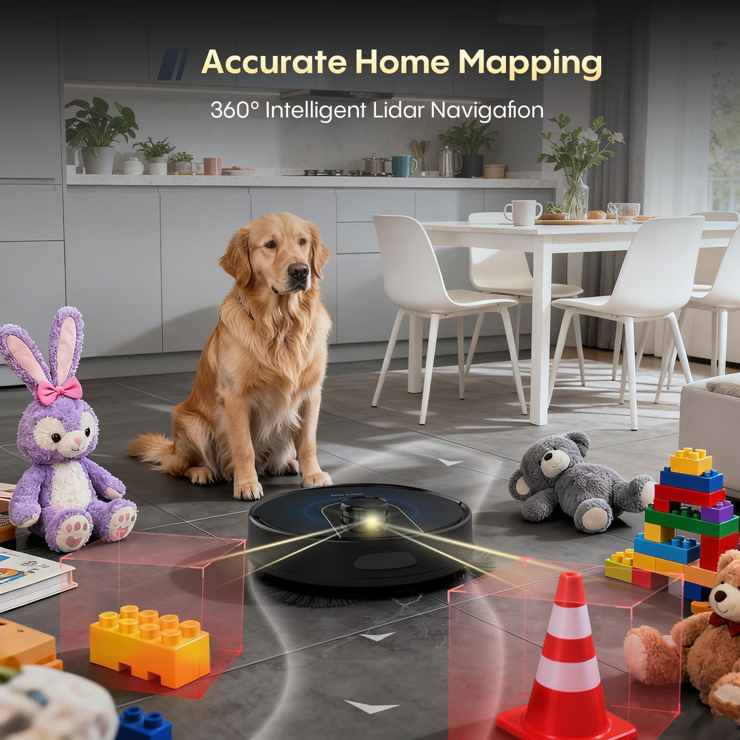Bagotte Robot Vacuum and Mop, Robot Vacuum Self Emptying, 6000Pa Powerful Suction, 90-Day Hands-Free, Advanced Smart Mapping, LiDAR Navigation Robotic Vacuum for Pet Hair, Dust, Carpet, WiFi/App/Alexa