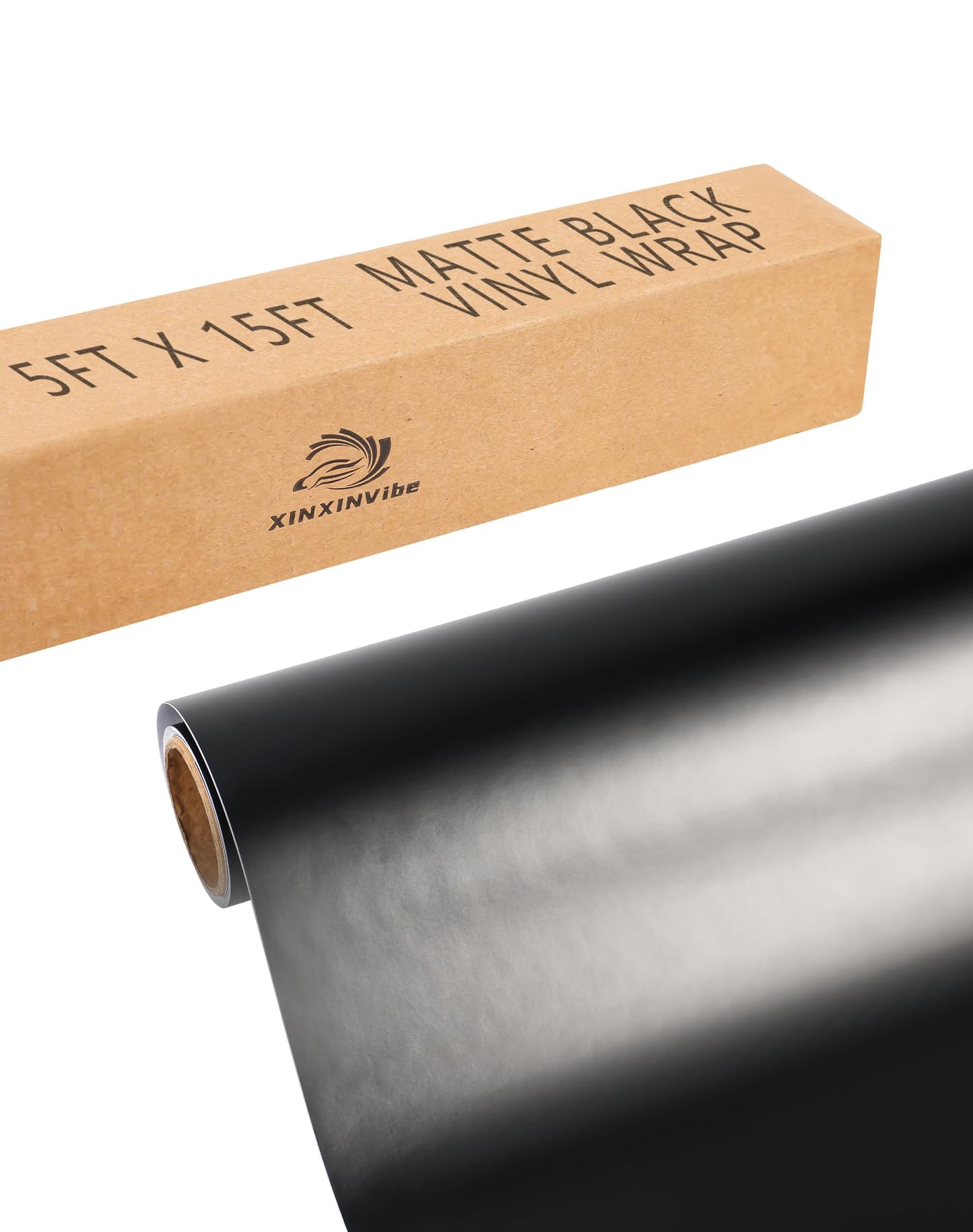 XINXINVibe Matte Black Vinyl Wrap Film for Cars, 15ft x 5ft Automotive Wrapping Film Roll for Car Body Protection, Scratch Resistance with Air Release Technology (Matte Black)