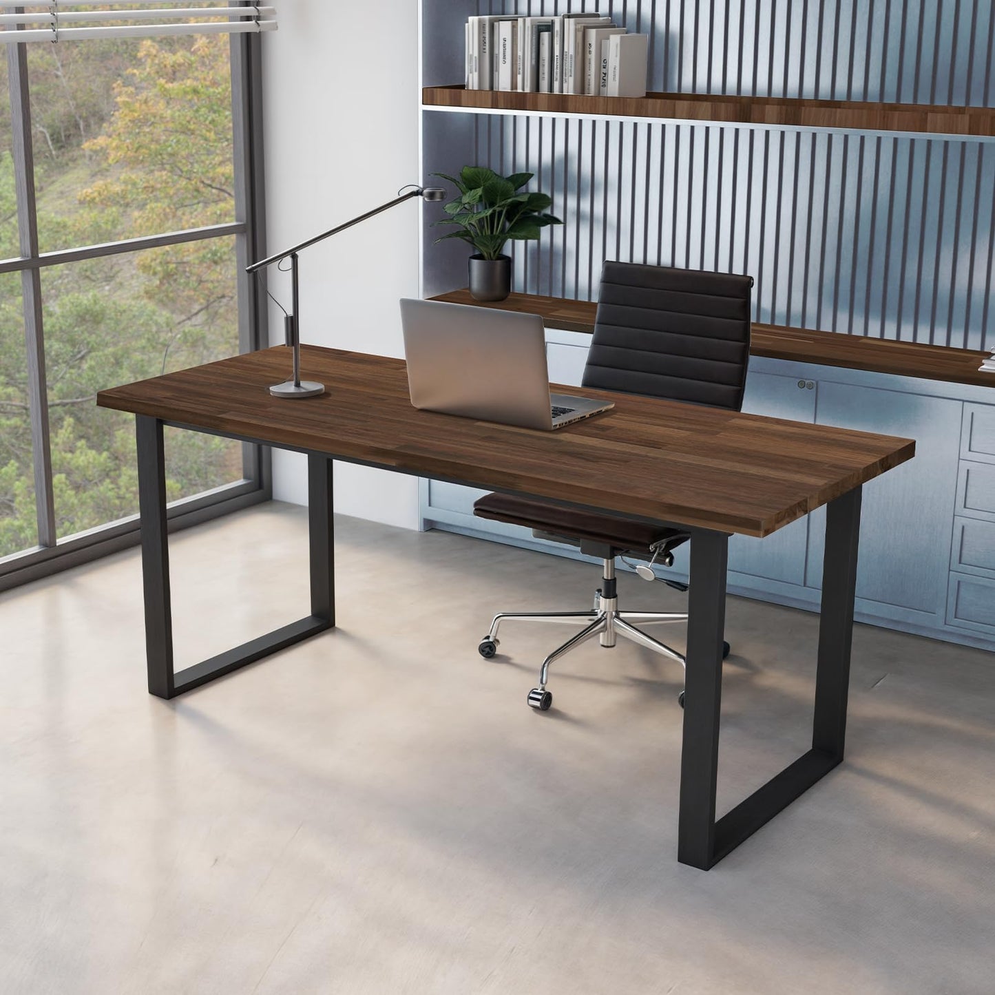 Howizz 48 x 25 in. Solid Wood Table Top, Dark Walnut Stained Acacia Desktop for Standing Desk/Office Tabletop/Countertop, 1in. Thick