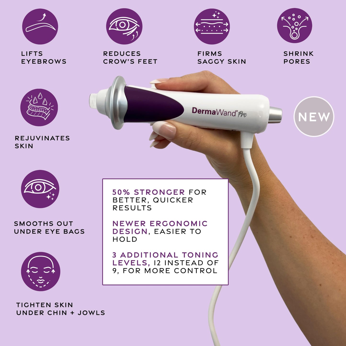 Derma Wand Pro Anti-Aging System - Portable Handheld Skincare Therapy Machine - Extra Strength