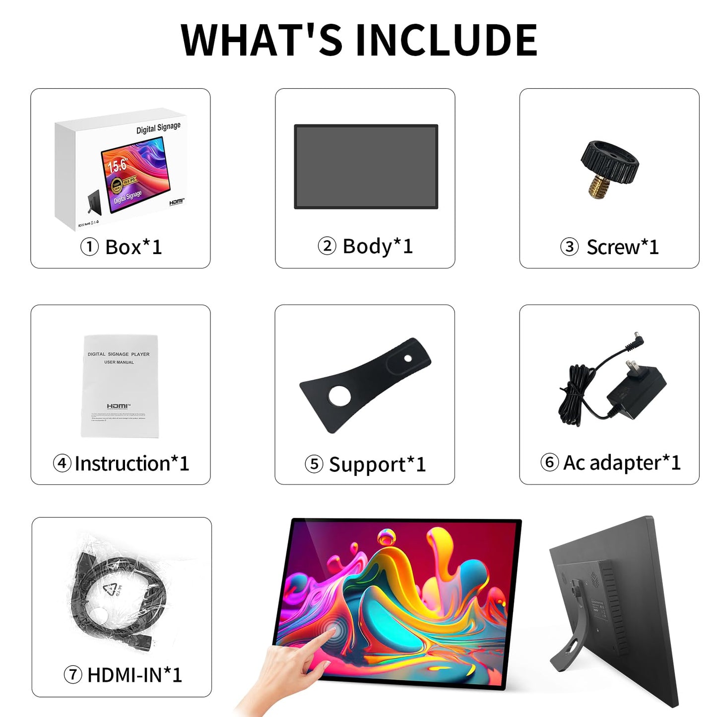 AYSTekMann 15.6" Digital Signage Displays 10000 mAh Capacitive Touch Screen Advertising Display with HDMI-in, All in One LCD Commercial Monitor Player with Android 11(2+32GB)