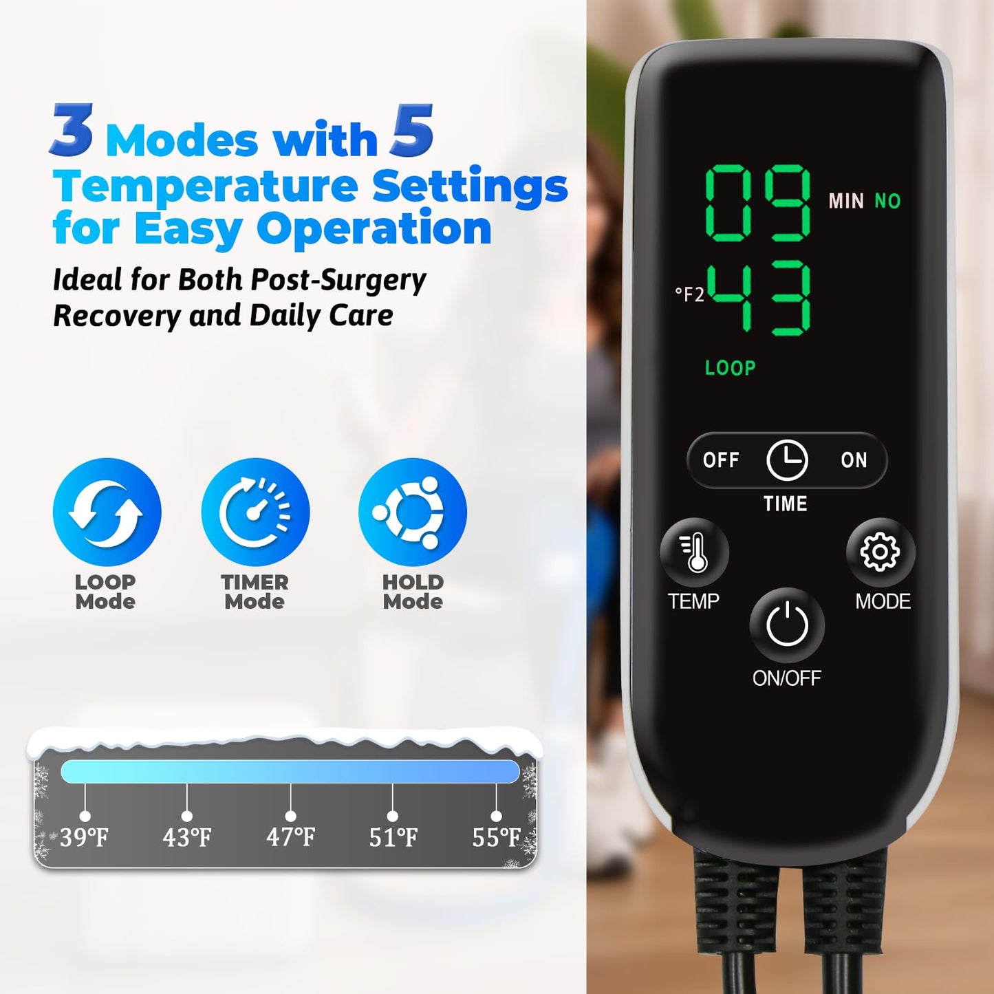Cold Therapy Machine,Cold Therapy System with Programmable Controller,Ice Machine Knee Replacement Recovery System for Knee After Surgery,Cryotherapy Pain Relief System for Hip Thigh Calve Elbow Ankle