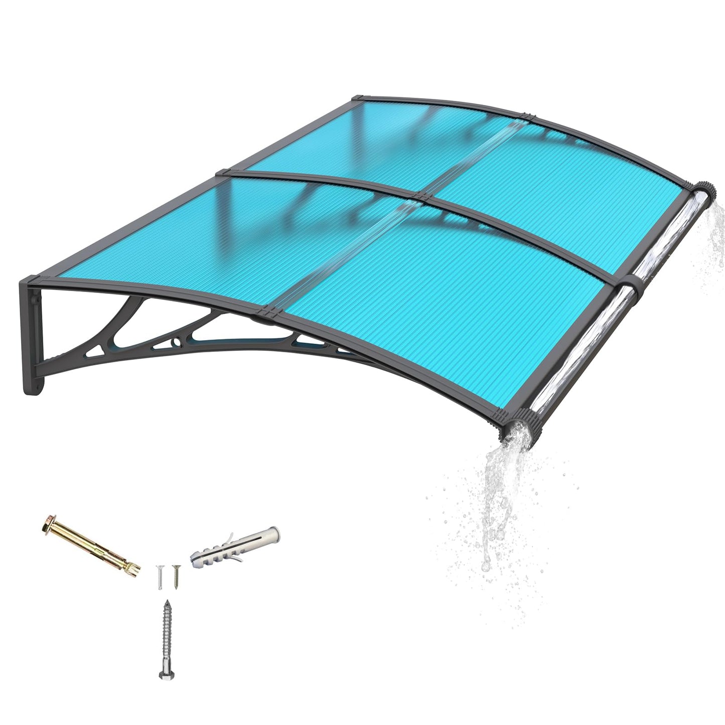 Awning for Door Entrance with Drainage Sink,40x80 Inch Awnings for Doors,Window Canopy Exterior with Plastic Steel Bracket,Polycarbonate Cover,UV,Rain,Snow Protection for House,Porch,Patio,Deck