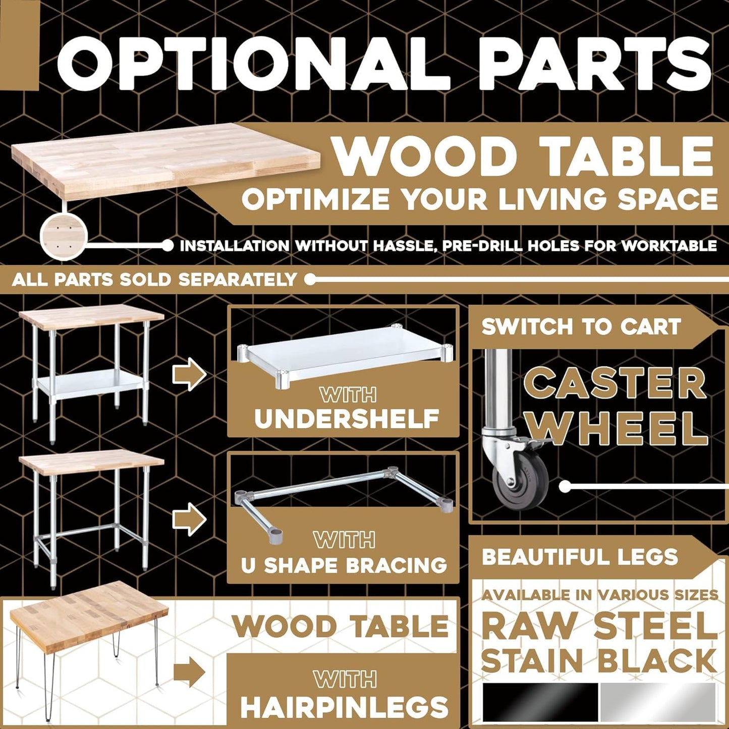 DuraSteel 24x36 Butcher Block Countertop - Maple Solid Wood Workbench for Kitchen, Restaurant, Cabinet, Desk Top, Wood Board, Large Counter Cutting Island Long, Bakery Worktable Dough - Table Top Only