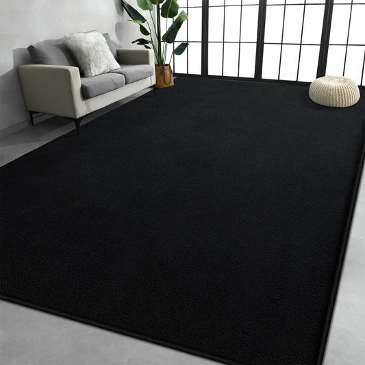 Large Area Rugs for Living Room Bedroom, 4x6 Feet Black Rug, Minimalist Modern Shag Rug, Soft Thick Comfy Memory Foam Indoor Carpet, Non-Slip Washable Rug for Boys Girls Dorm Nursery Room Home Decor