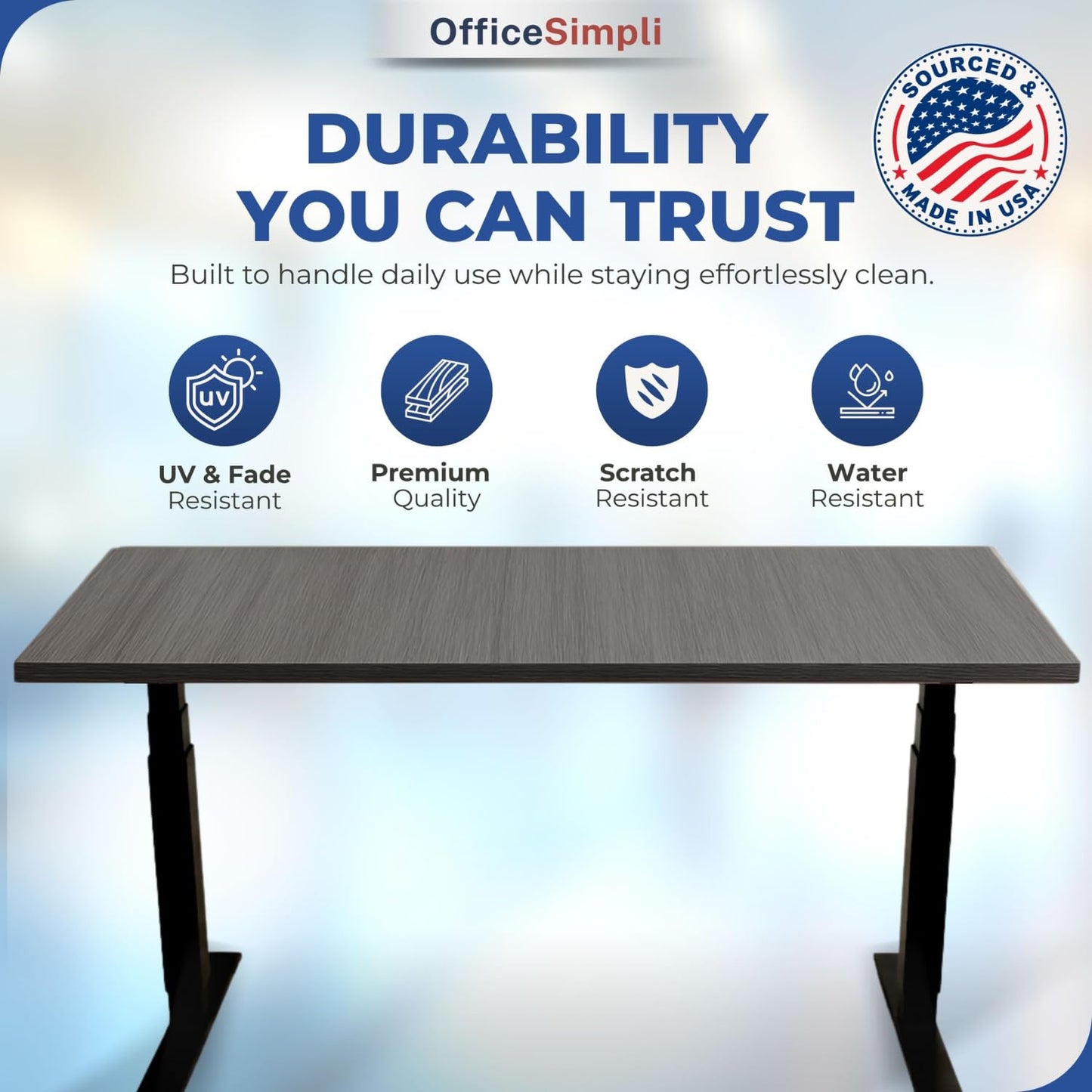 OfficeSimpli 48 x 30 Inch Desk Top, Made in USA Replacement Table Top for Sit-to-Stand Adjustable Desk Frame, Workbench or Countertop for Classroom, Home and Office (Desk Top Only) - Iconic Maple