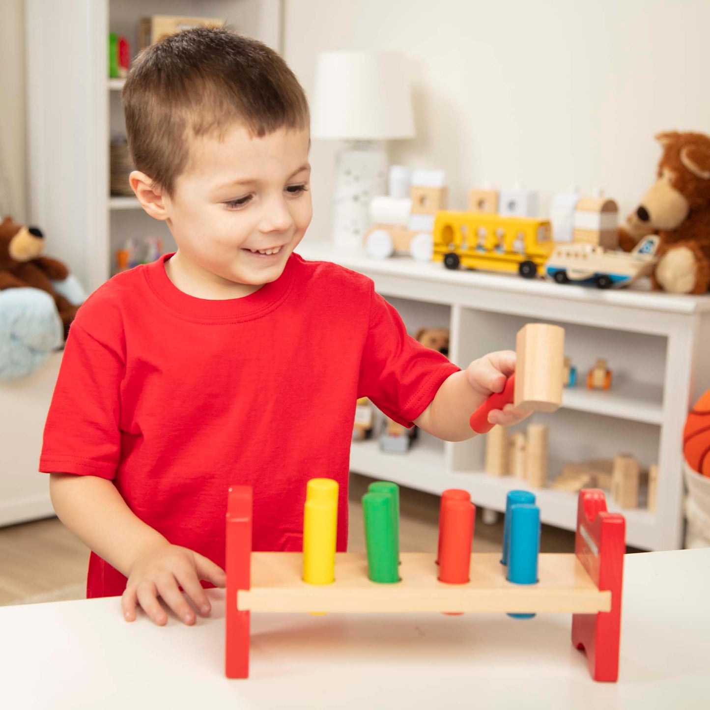 Melissa & Doug Deluxe Wooden Pound-A-Peg Toy With Hammer - FSC Certified
