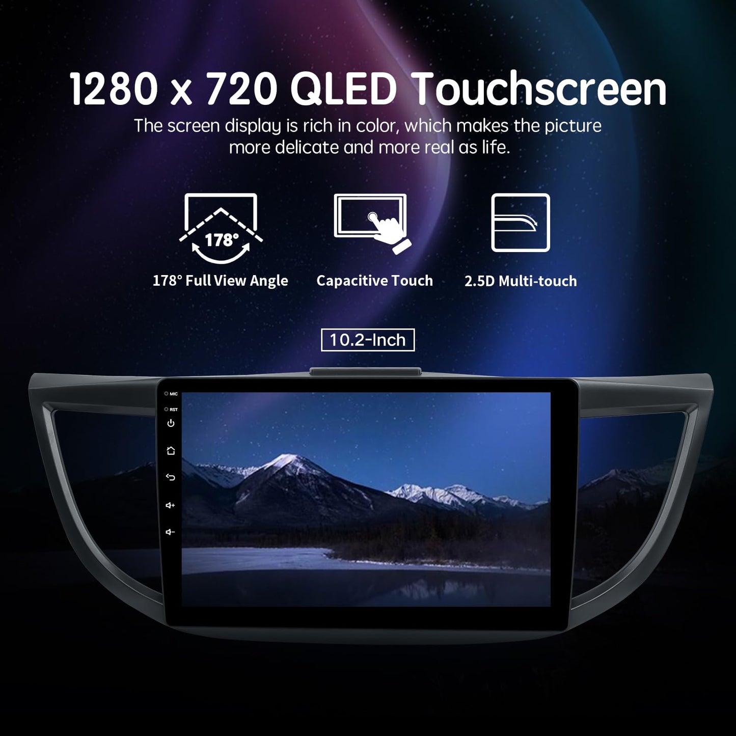 ViaBecs 10.2" Android 13 6G 128G Wireless Apple Carplay Radio for Honda CRV 2.4L 2015 2016, Touch Screen Car Stereo with Android Auto Mirror Link QLED GPS Navigation 5GHz WiFi (CAN021-R Harness)