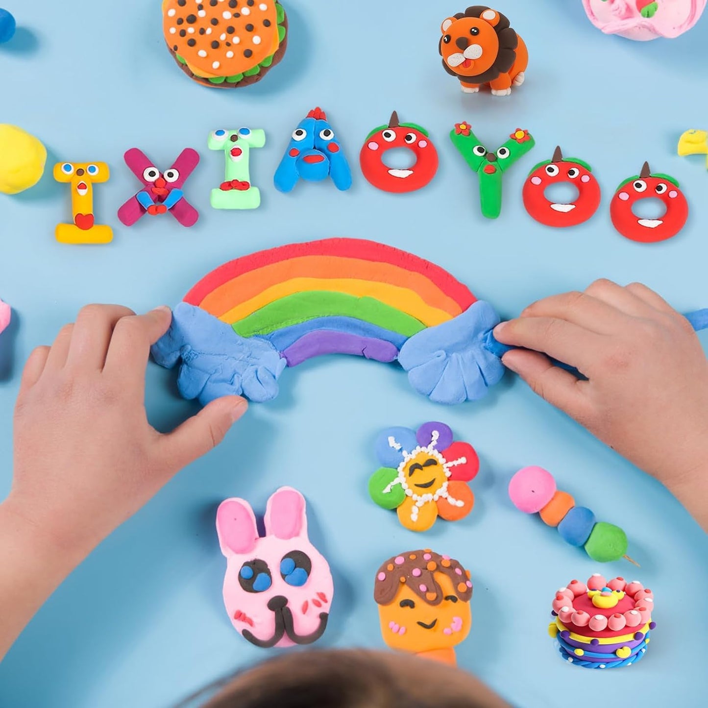 Ixiaoyoo Air Dry Clay, 50 Colors Modeling Magic Clay for Kids, Soft & Non-Sticky, Creative DIY School Arts & Crafts Kit, Home Party Favors, Toys Gifts for Age 3 4 5 6 7 8+ Years Old Boys Girls Kids