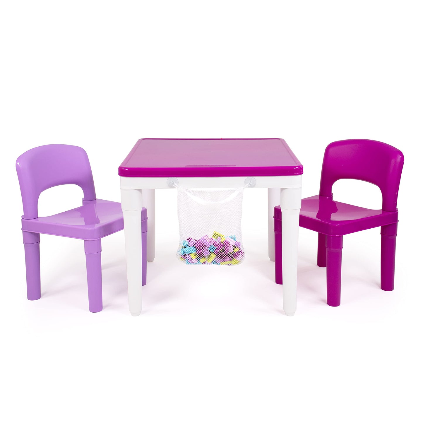 Humble Crew Kids Activity Table and 2 Chairs Set, Pink/Purple/White - 2-in-1 Toddler Play Table Building Blocks Compatible - Premium Children’s Table and Chair Set for Arts, Crafts, Reading and More