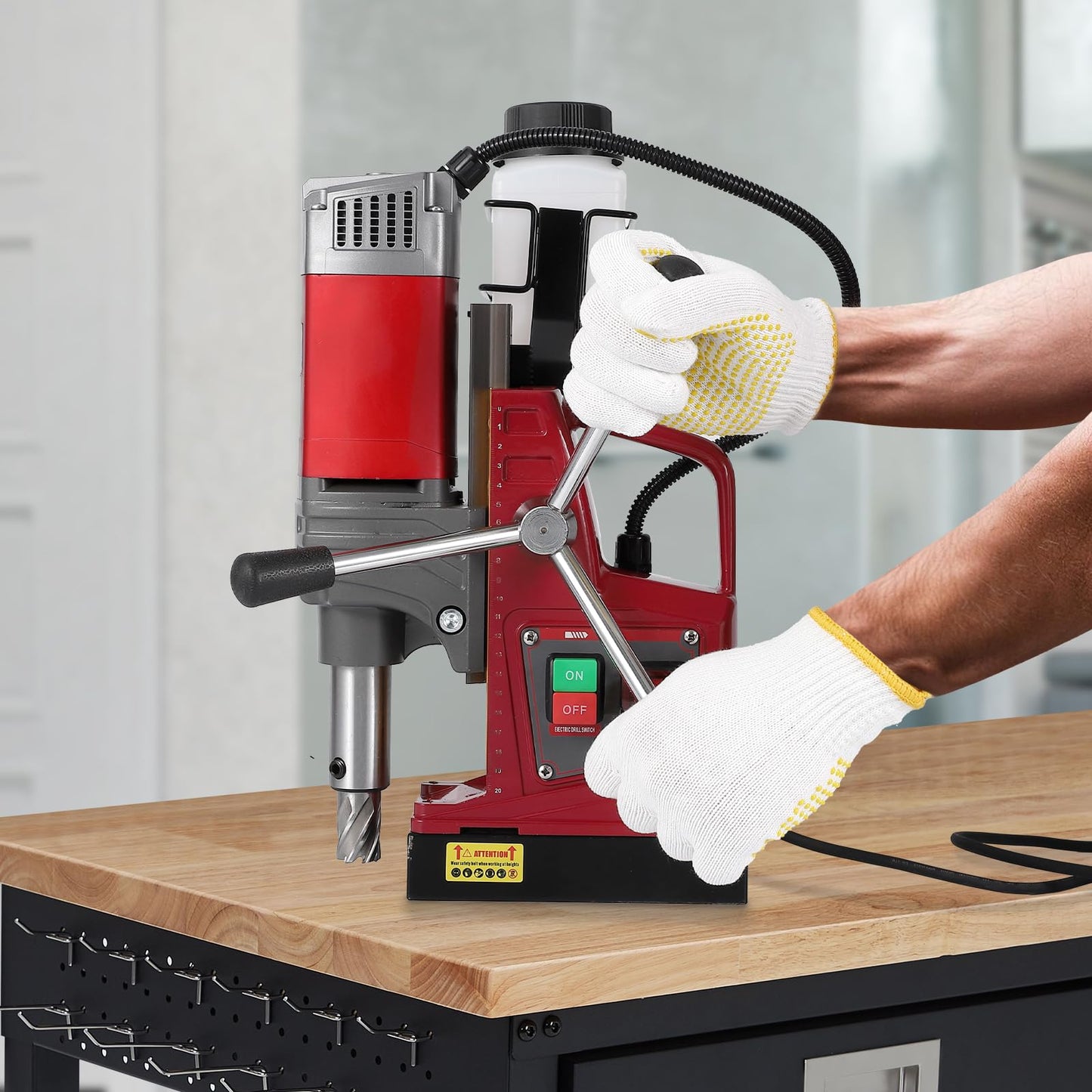 Mag Drill Press, Portable Magnetic Drill Press with 1.57" Boring Diameter 820 RPM 1450w 2922 Lbf/13000n Power Mag Force Electric Drilling Machine for Metal Surface