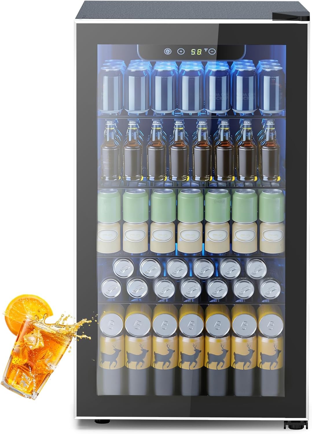 Electactic Mini Fridge 130 Can Beverage Refrigerator Cooler, 3.1 Cu.Ft Drink Fridge for Soda Wine Beer, Adjustable Temperature Control for Home Office, Black