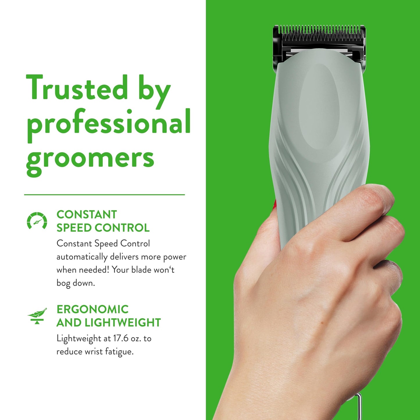 Wahl Professional Animal KMC+ 2-Speed Cordless Clipper (3025661) - Detachable Blade Pet & Dog Clipper Kit - Patented Ergonomic Housing Design - Sage